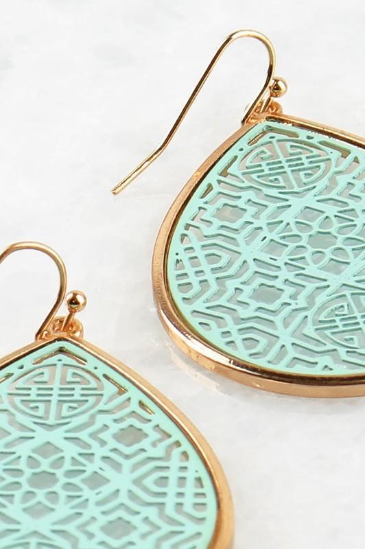 Mint Moroccan Cut Earrings