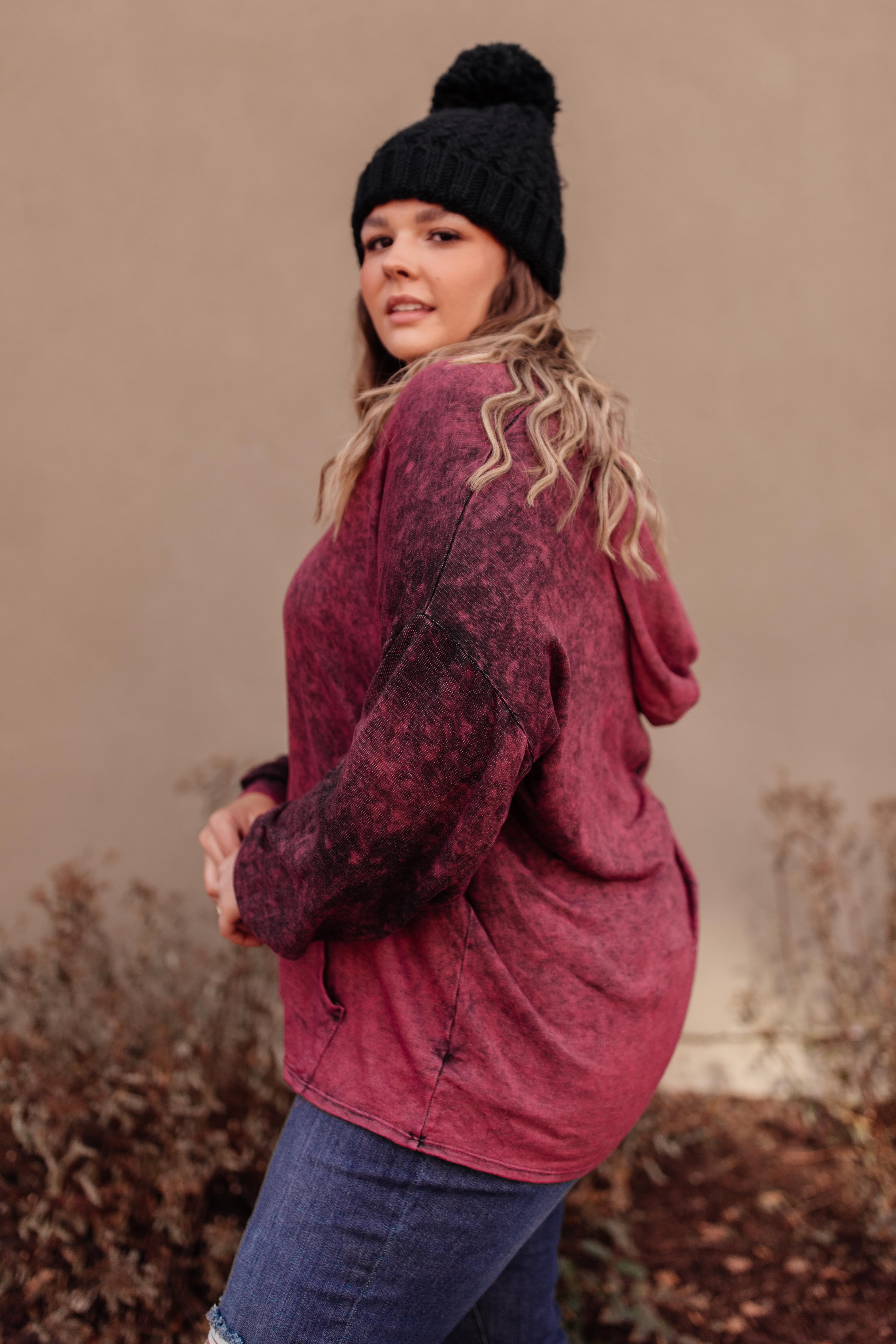 A Cozy Hooded Top in Blackberry