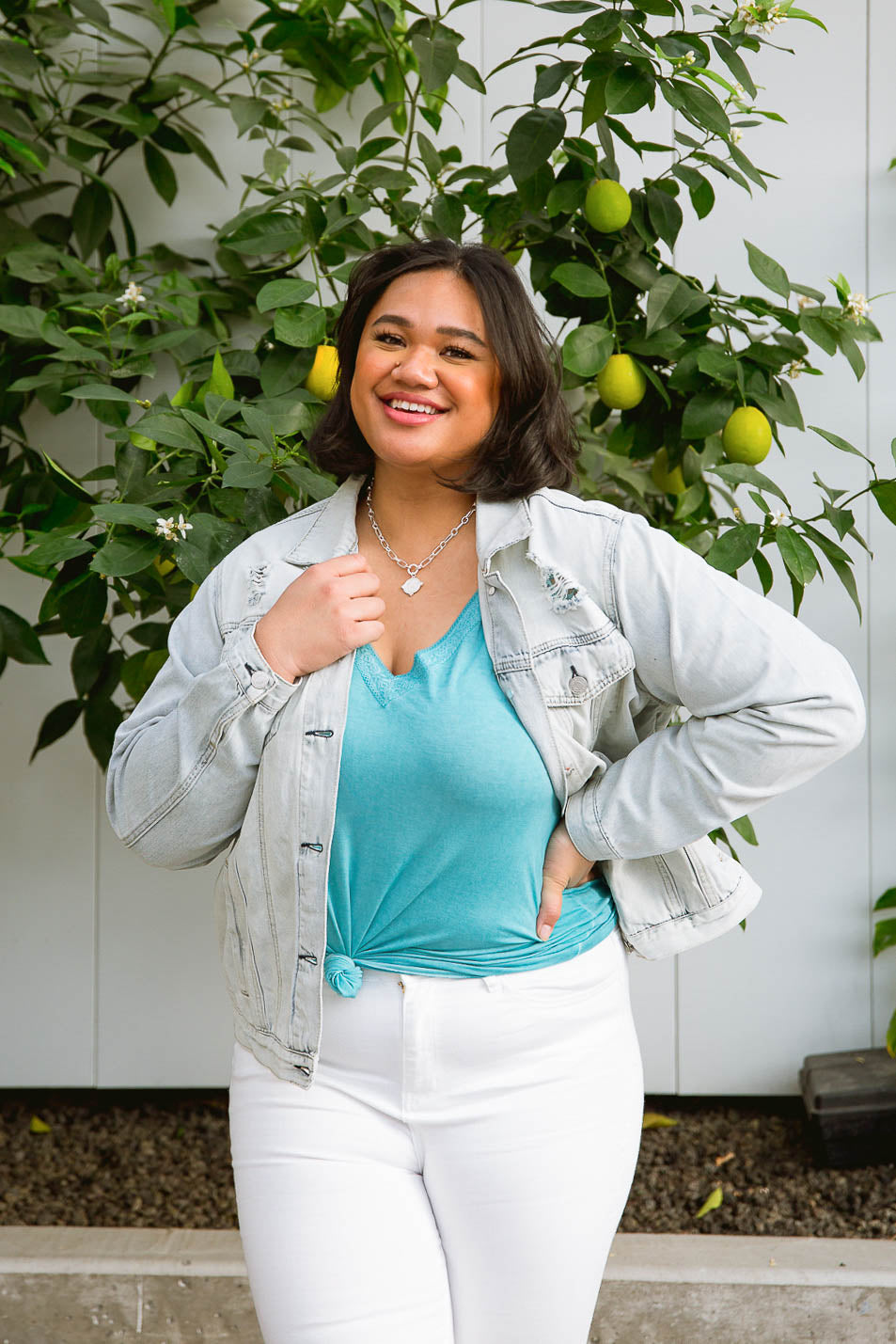 A Little Bit of Lace Top In Aqua