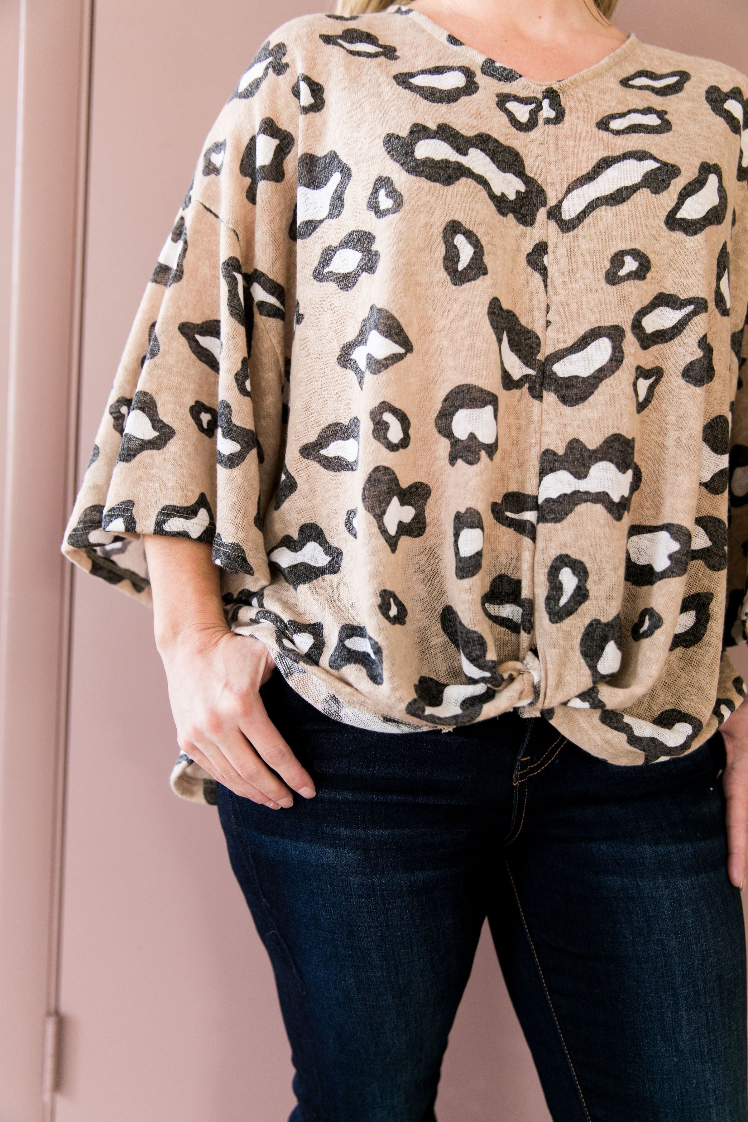 Abstract Leopard Print Top In Blush