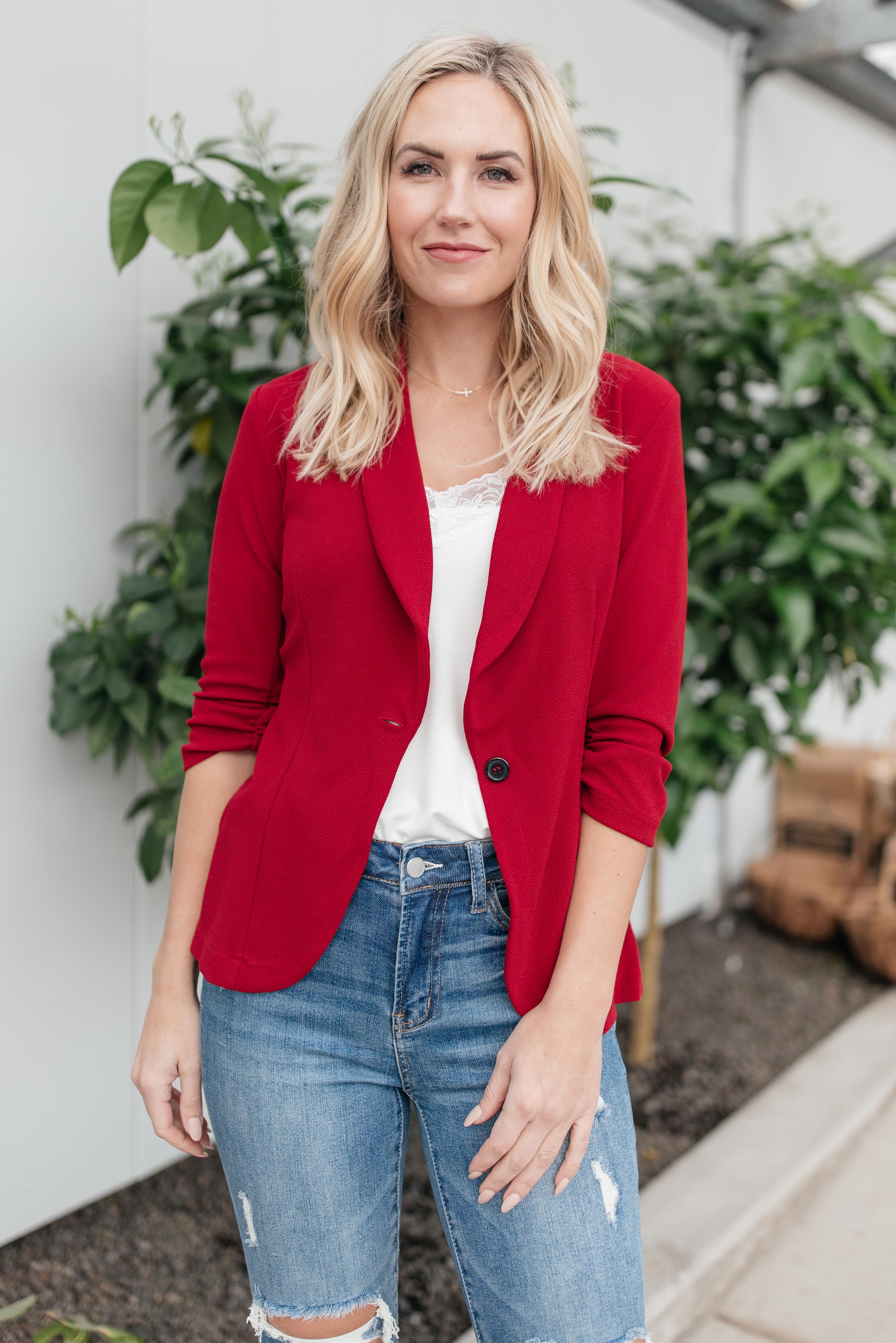 Acting Like A Lady Blazer in Red