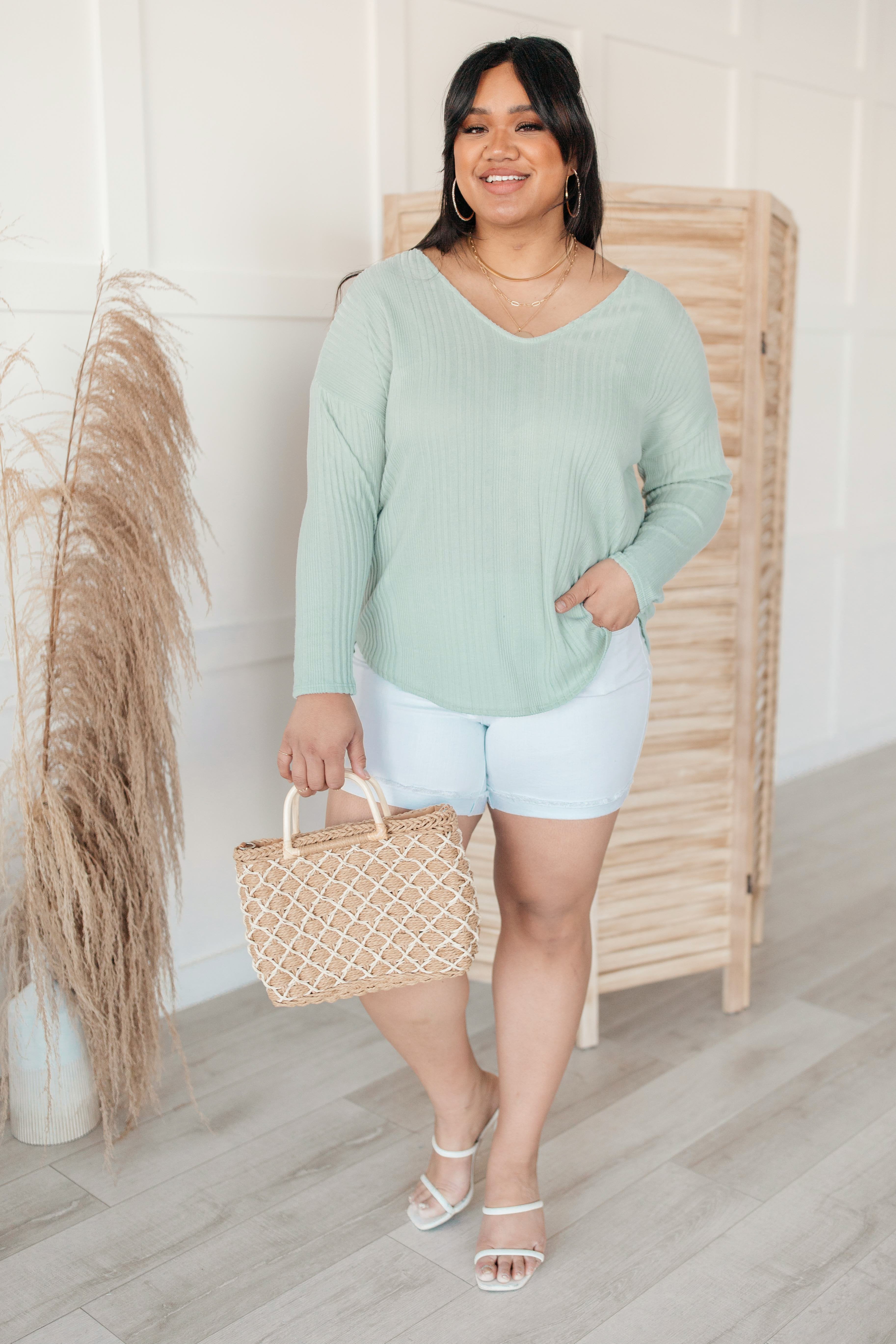 Amira Textured Top in Mint