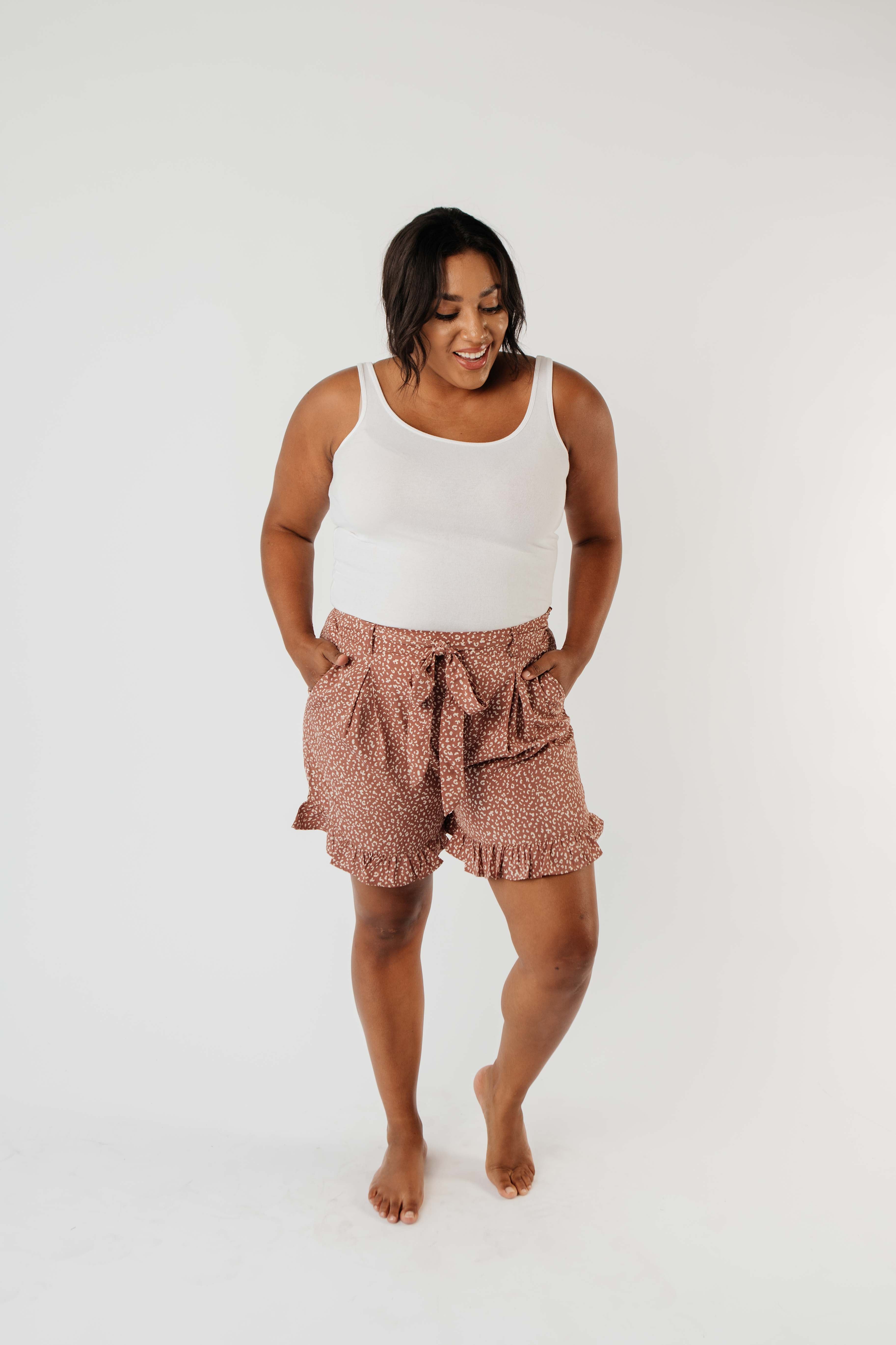 Short Leash Ruffled Shorts In Mauve