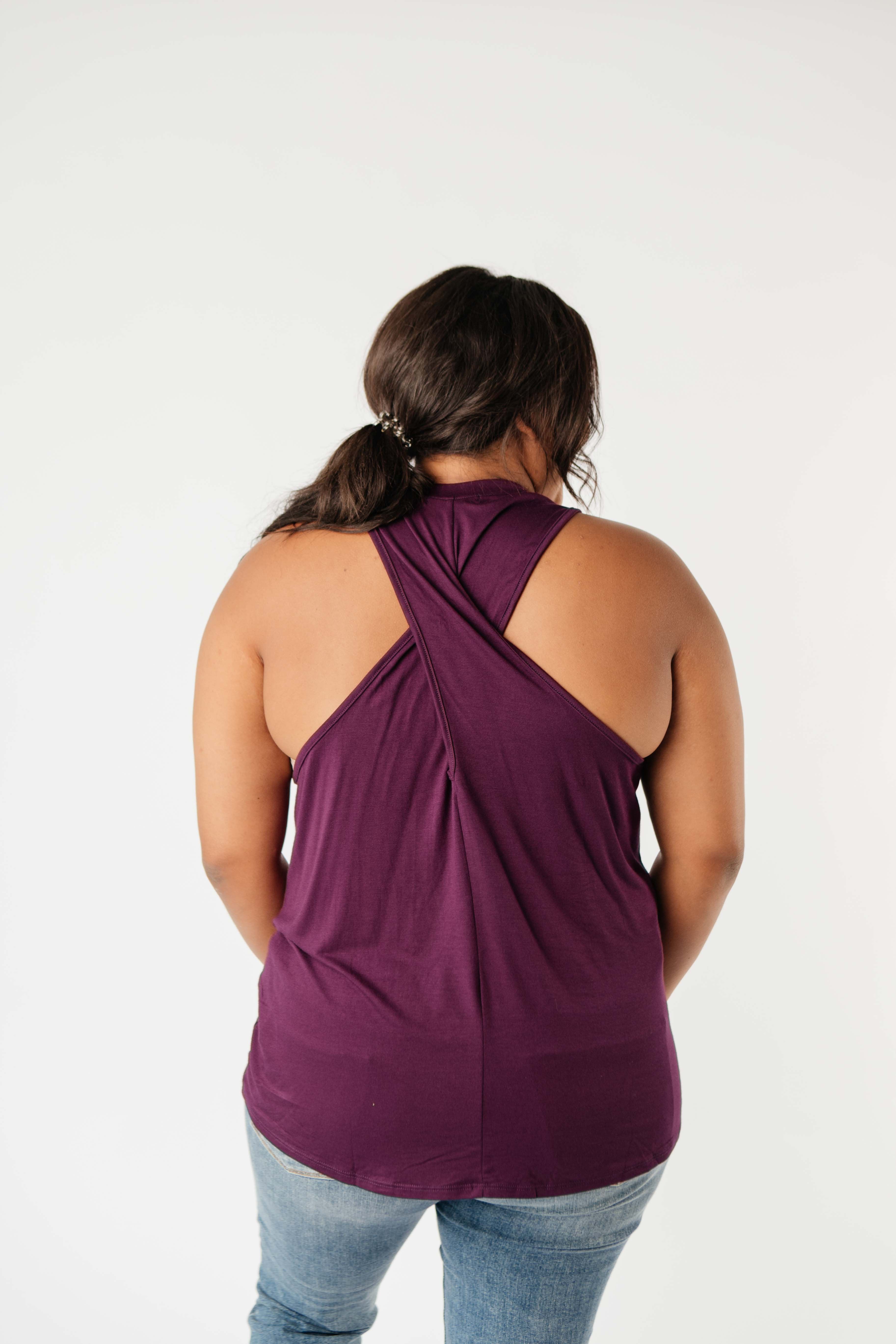 Running Behind Twist Back Tank In Plum