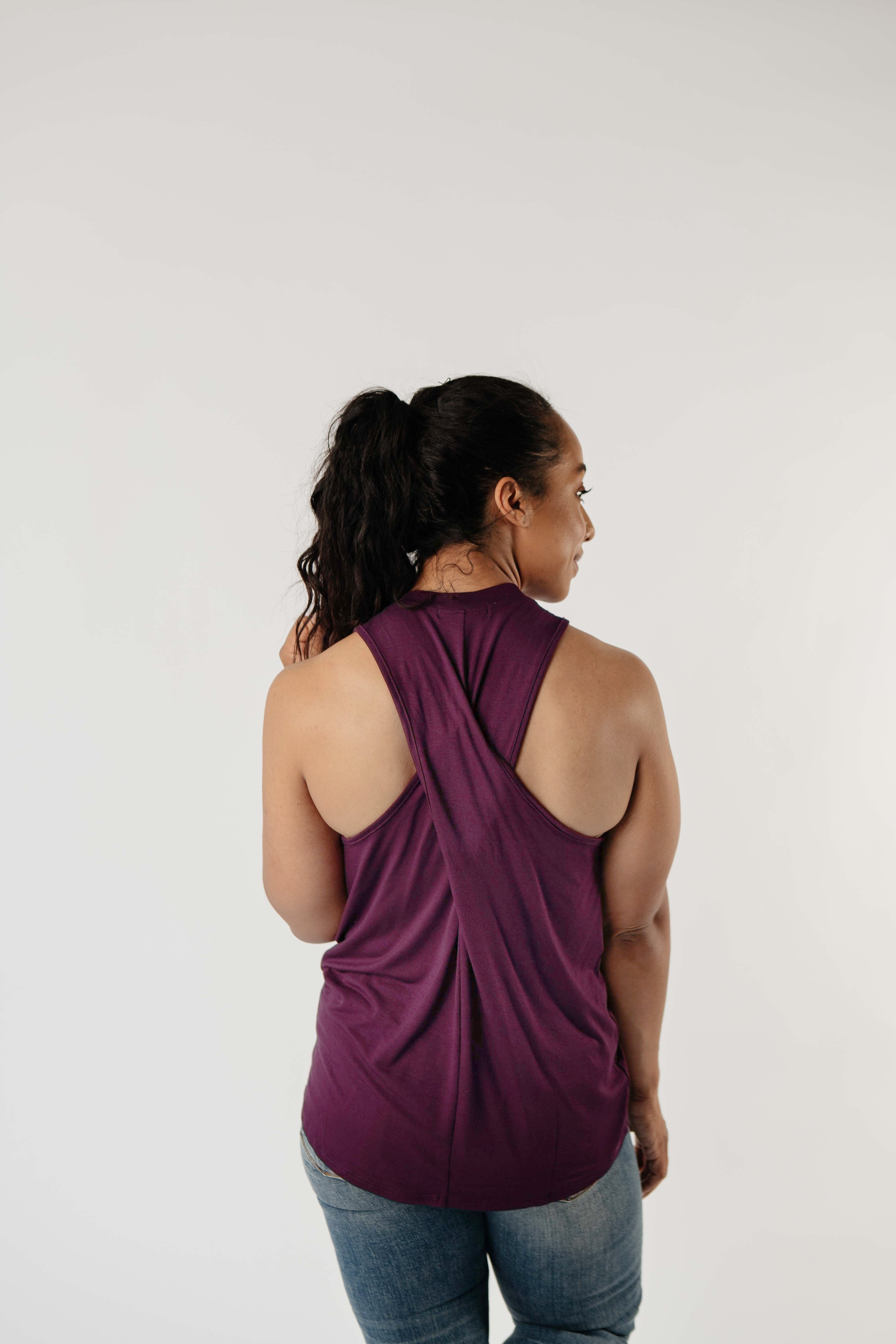 Running Behind Twist Back Tank In Plum