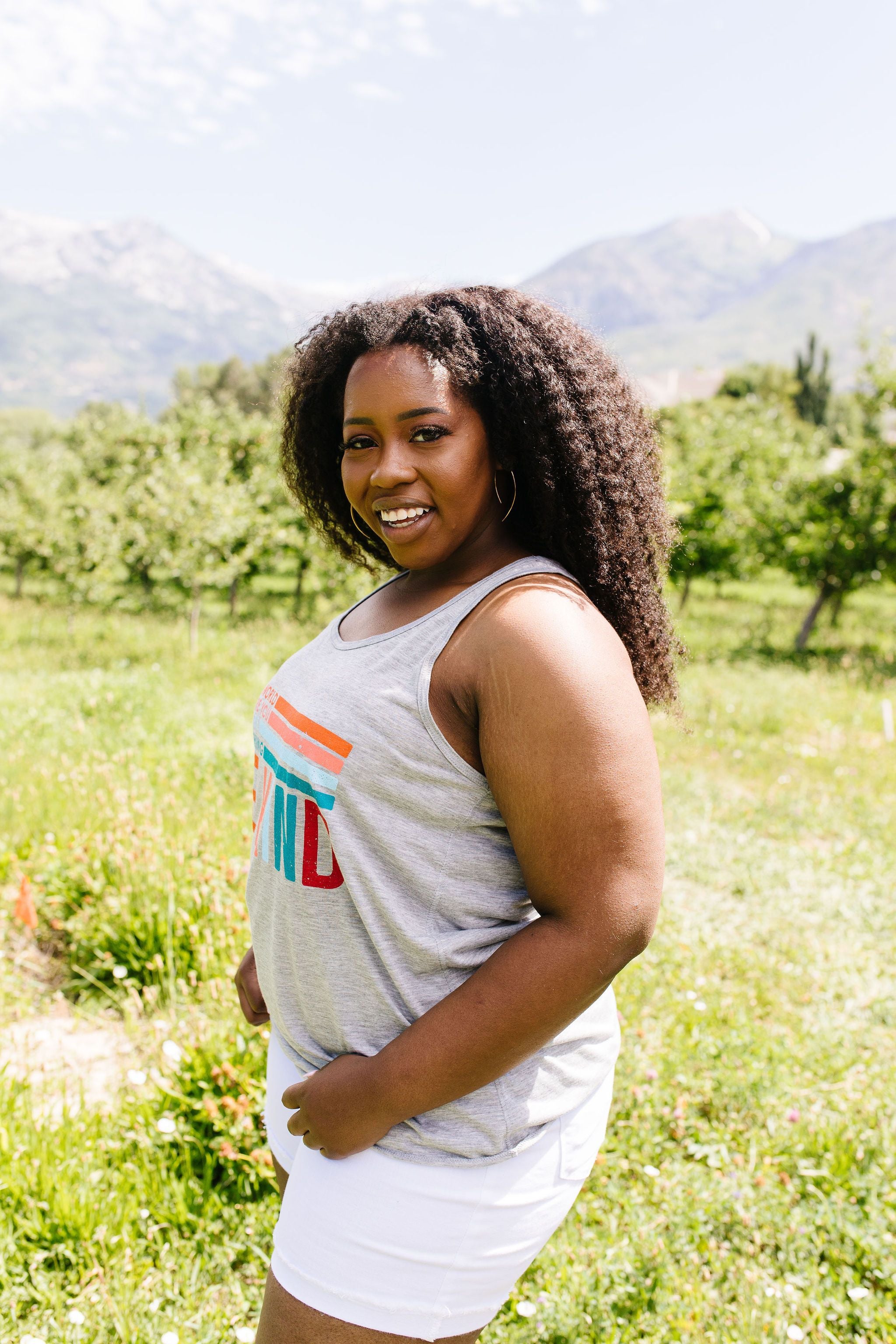 Be Kind Racerback Tank In Heather Gray