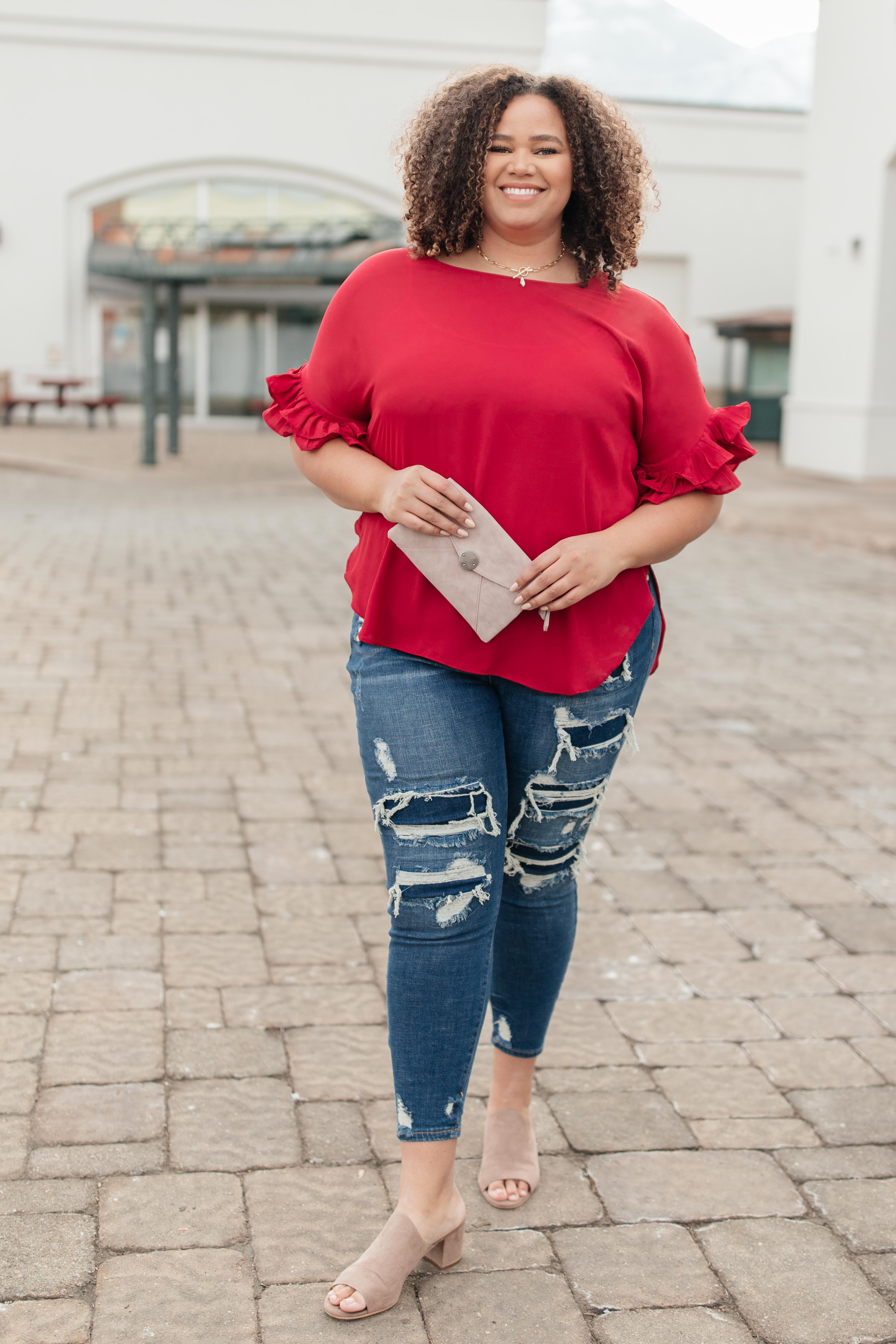 Be Mine Ruffle Sleeve Top