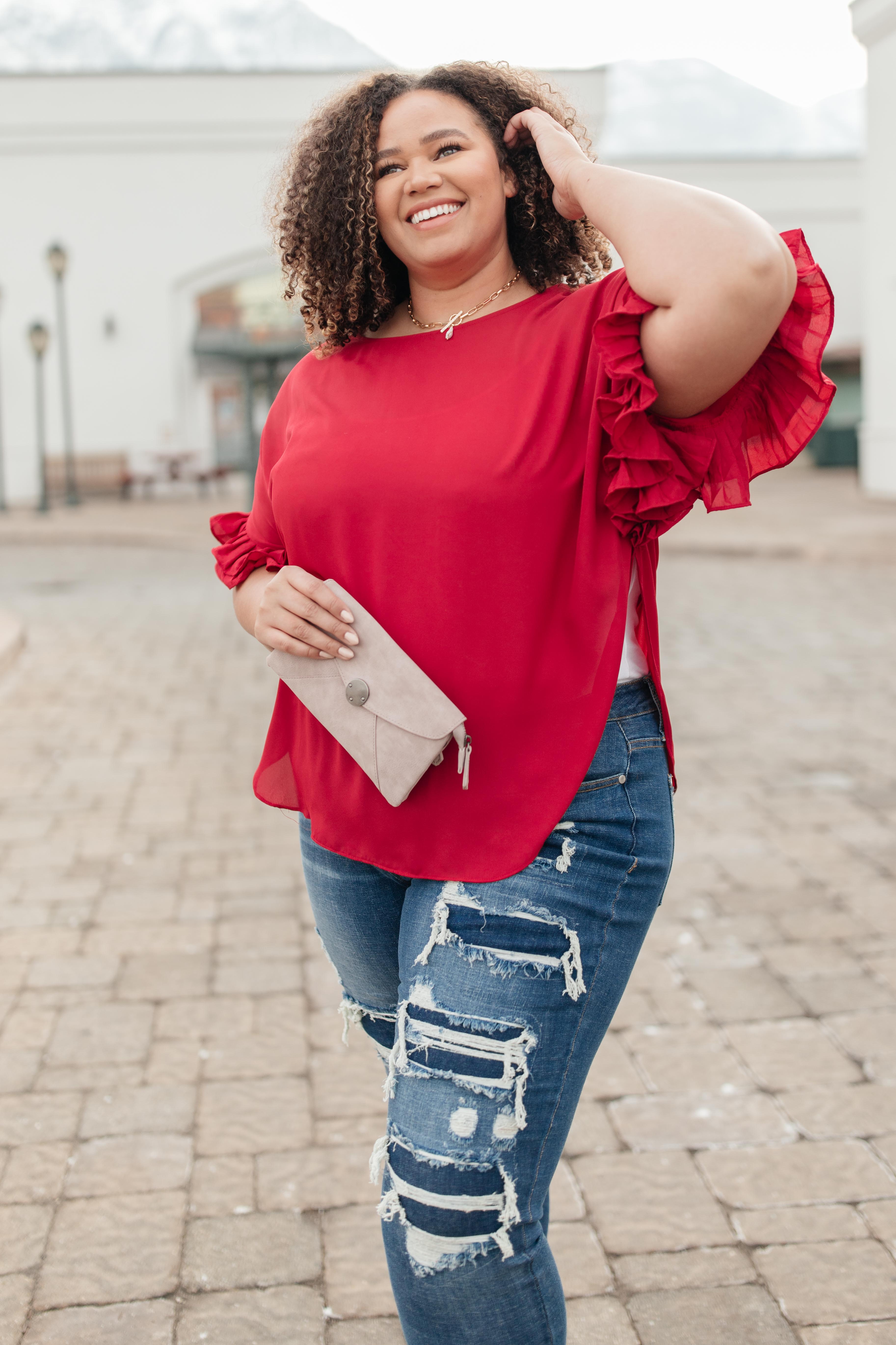 Be Mine Ruffle Sleeve Top