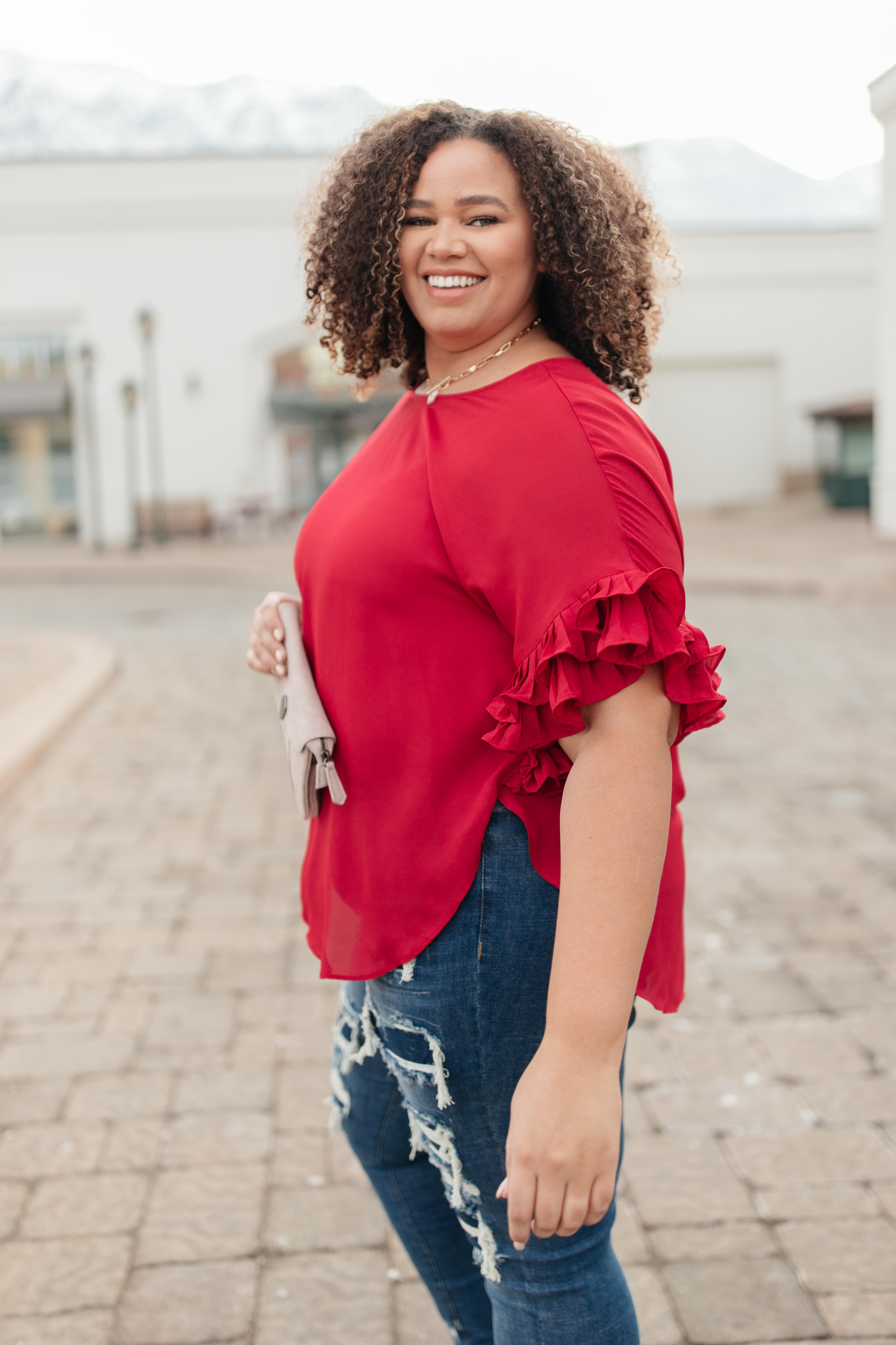 Be Mine Ruffle Sleeve Top