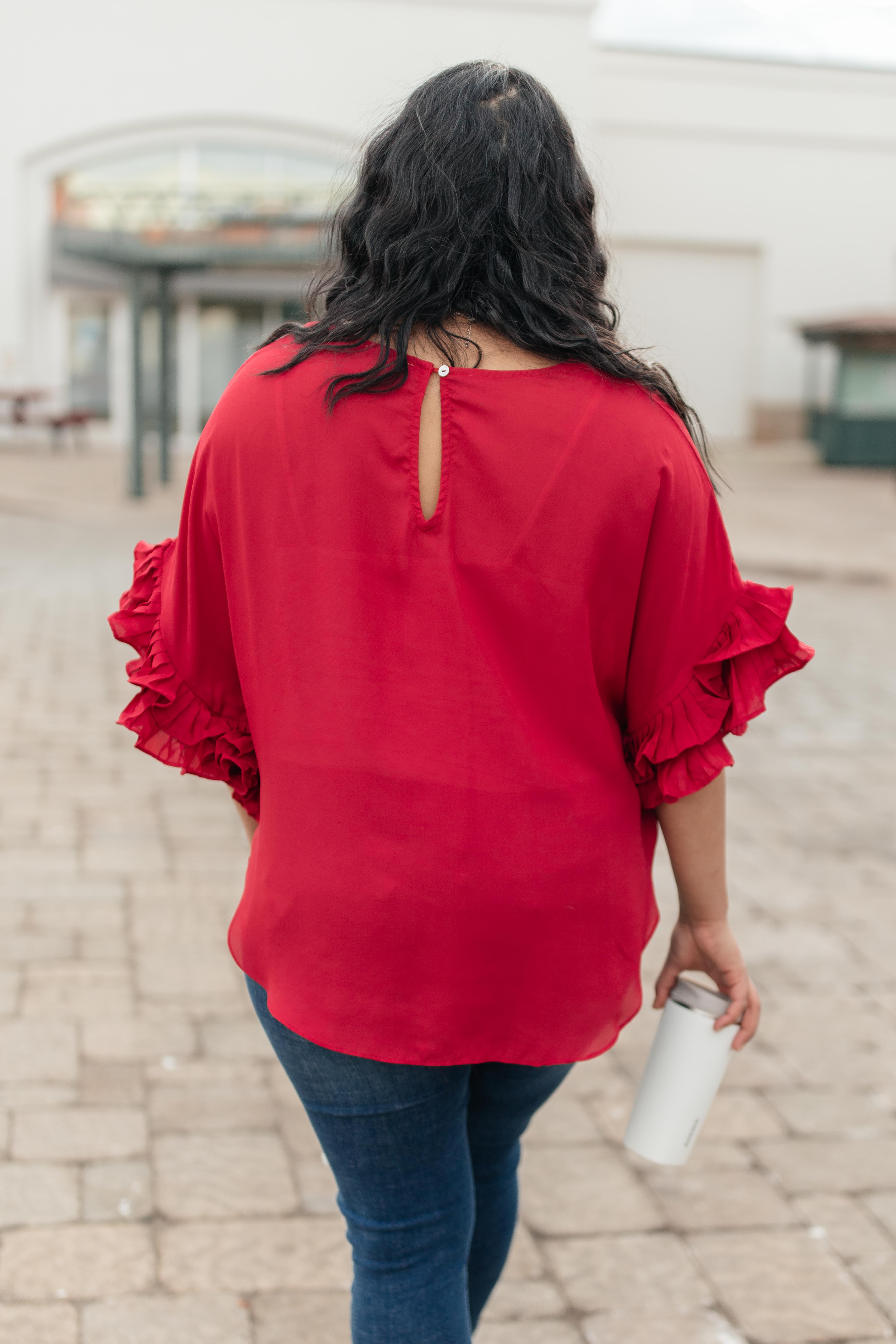 Be Mine Ruffle Sleeve Top