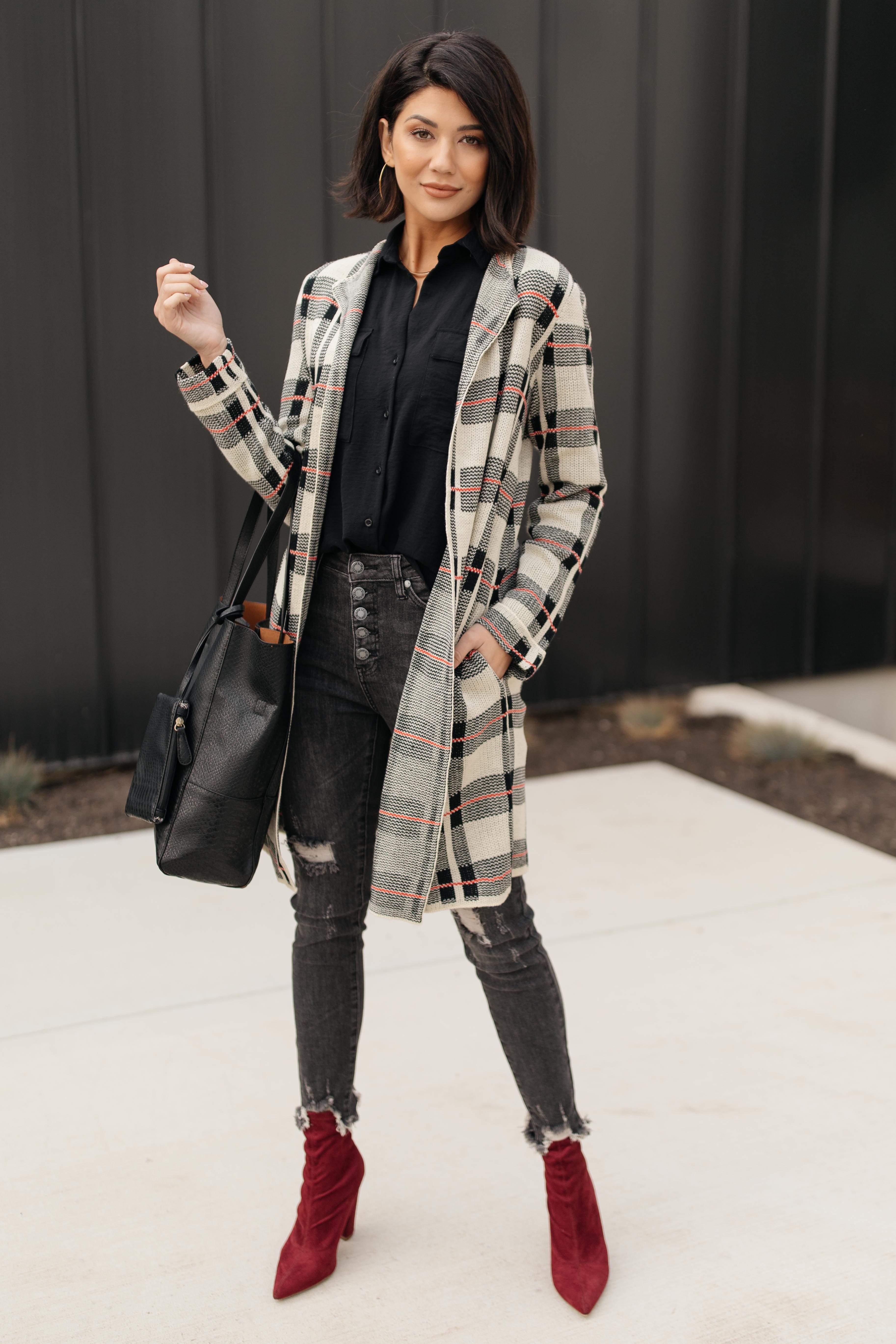 Business Casual Cardigan in Plaid