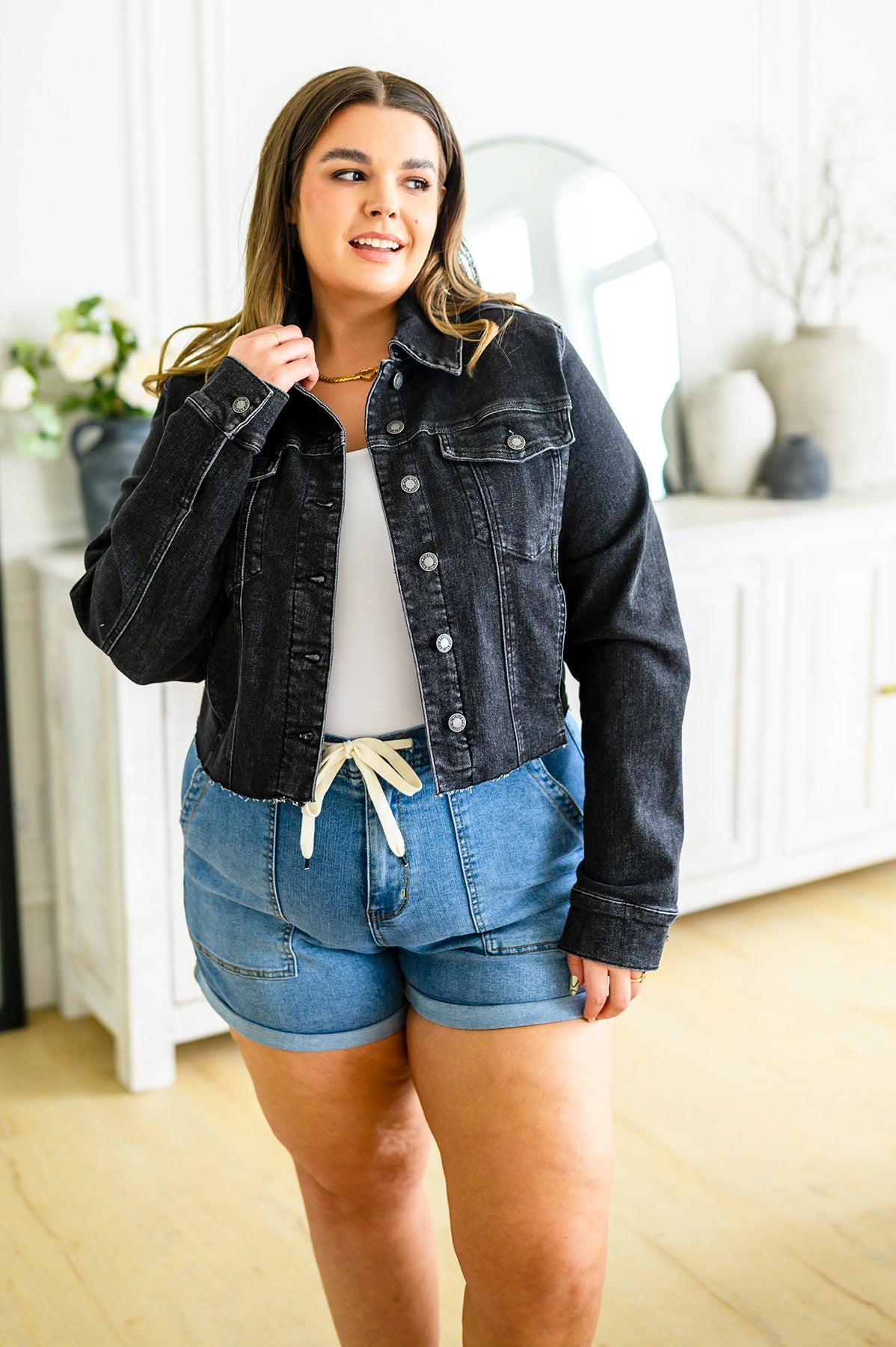 Chelsea Pull On Drawstring Denim Shorts