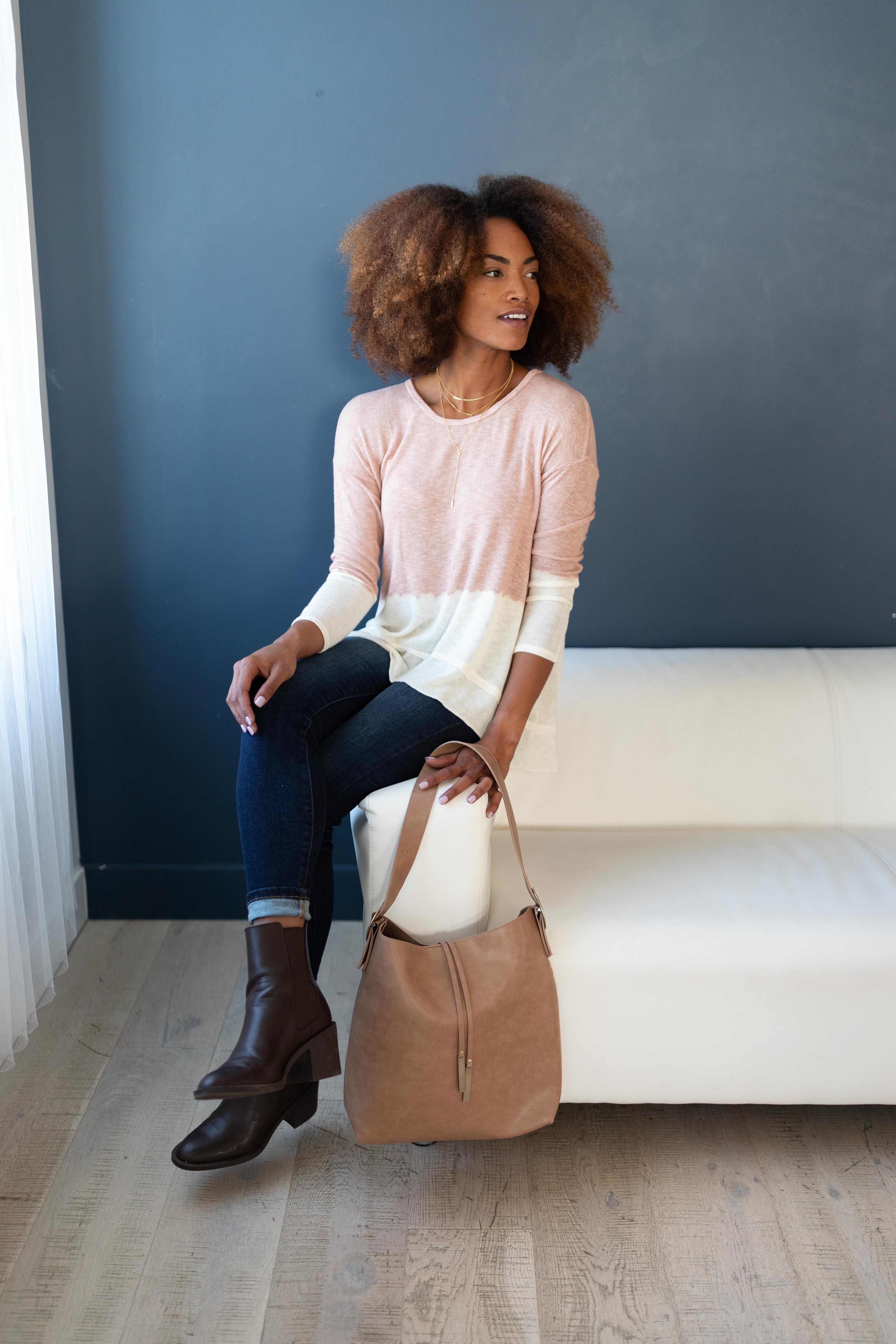 Delightfully Dipped Dusty Rose Top