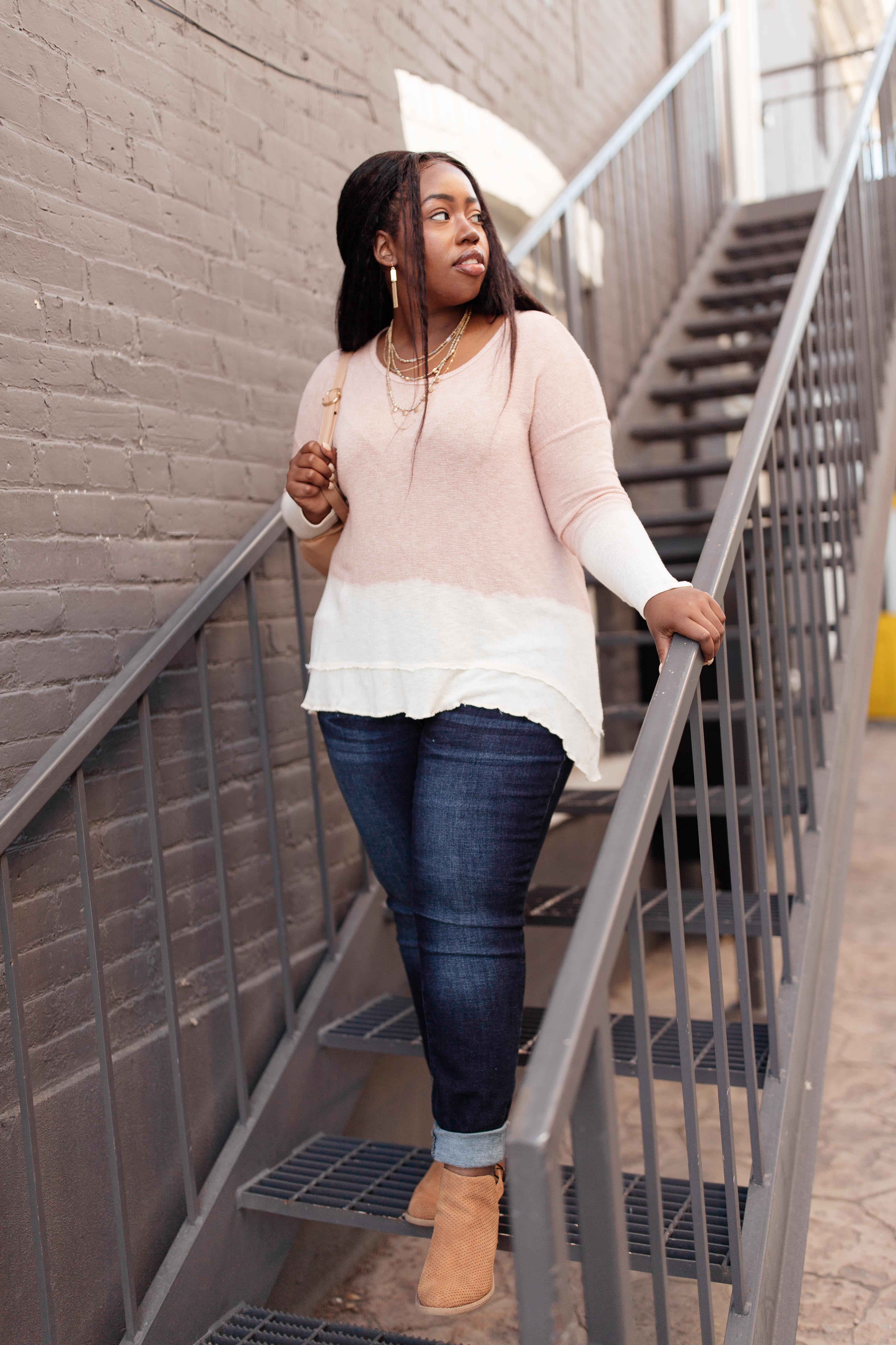 Delightfully Dipped Dusty Rose Top