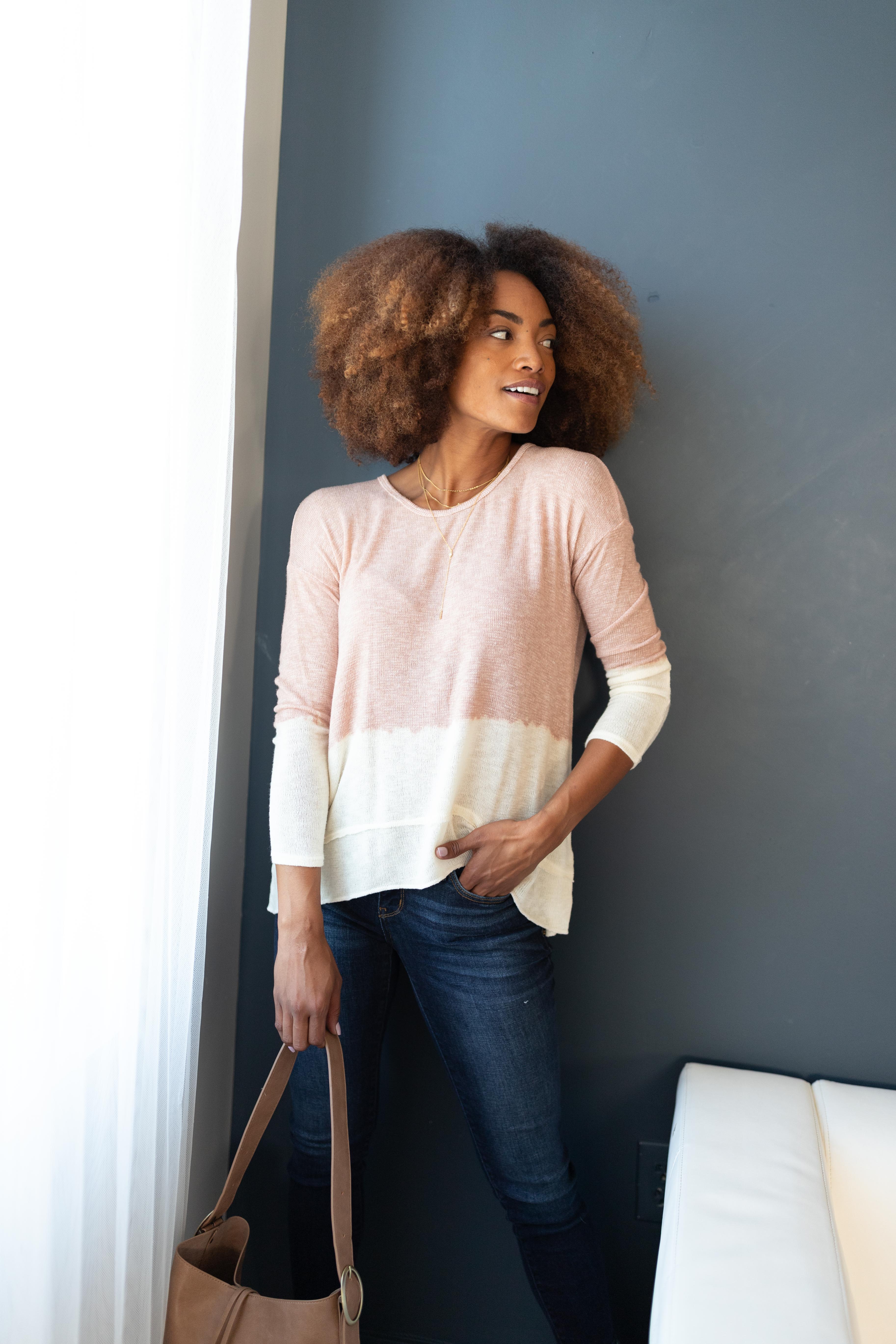 Delightfully Dipped Dusty Rose Top