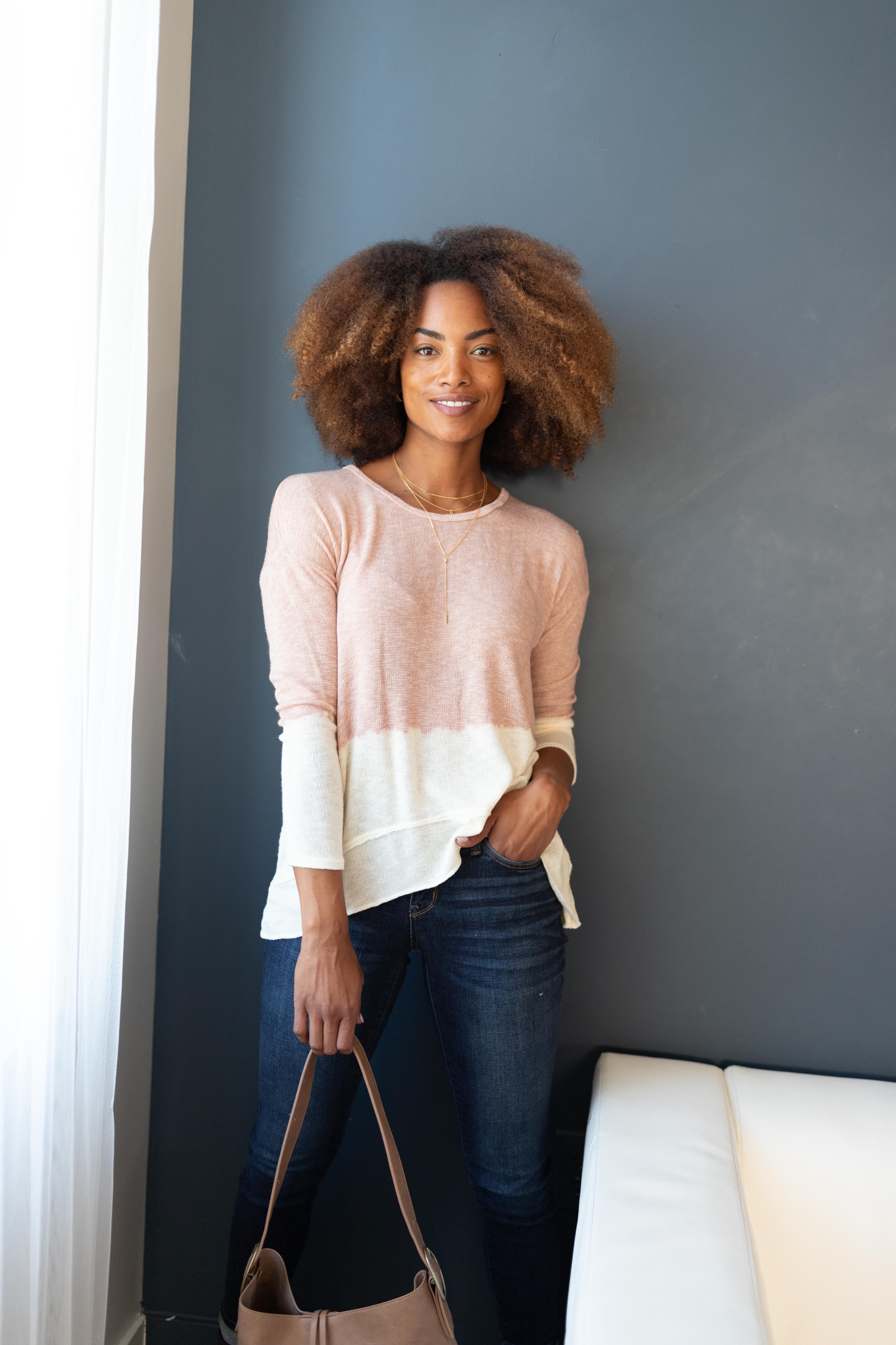 Delightfully Dipped Dusty Rose Top