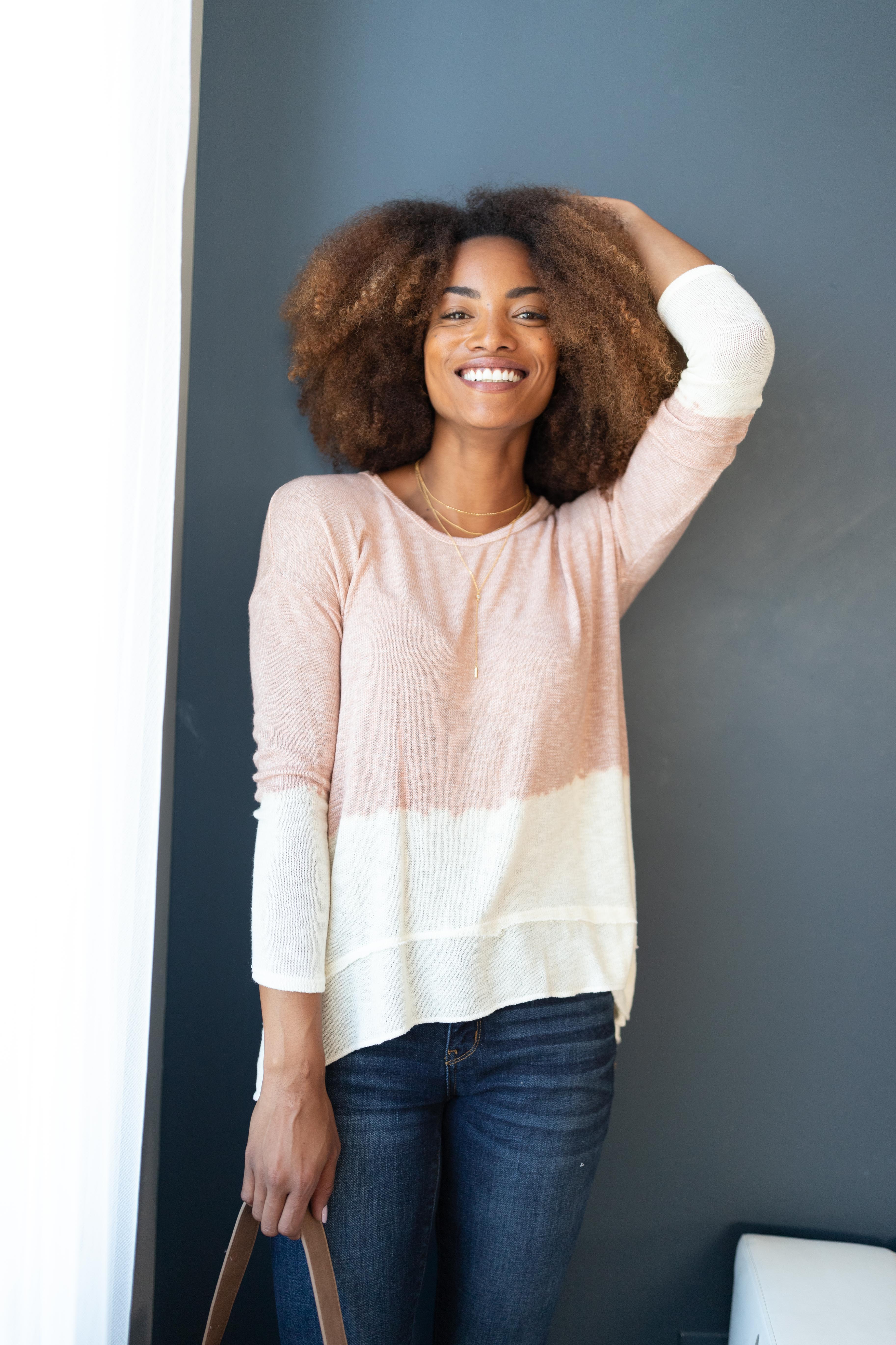 Delightfully Dipped Dusty Rose Top