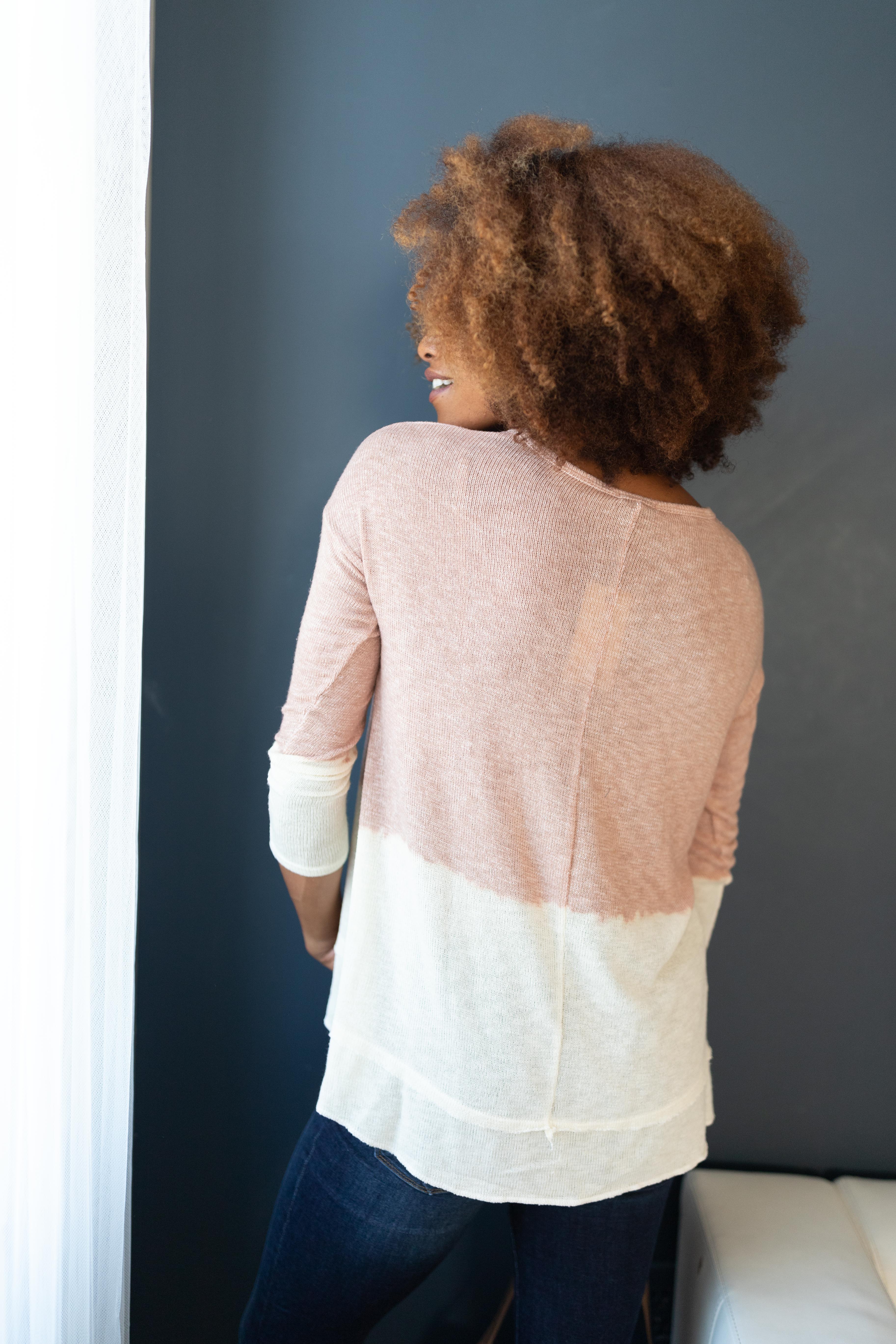 Delightfully Dipped Dusty Rose Top