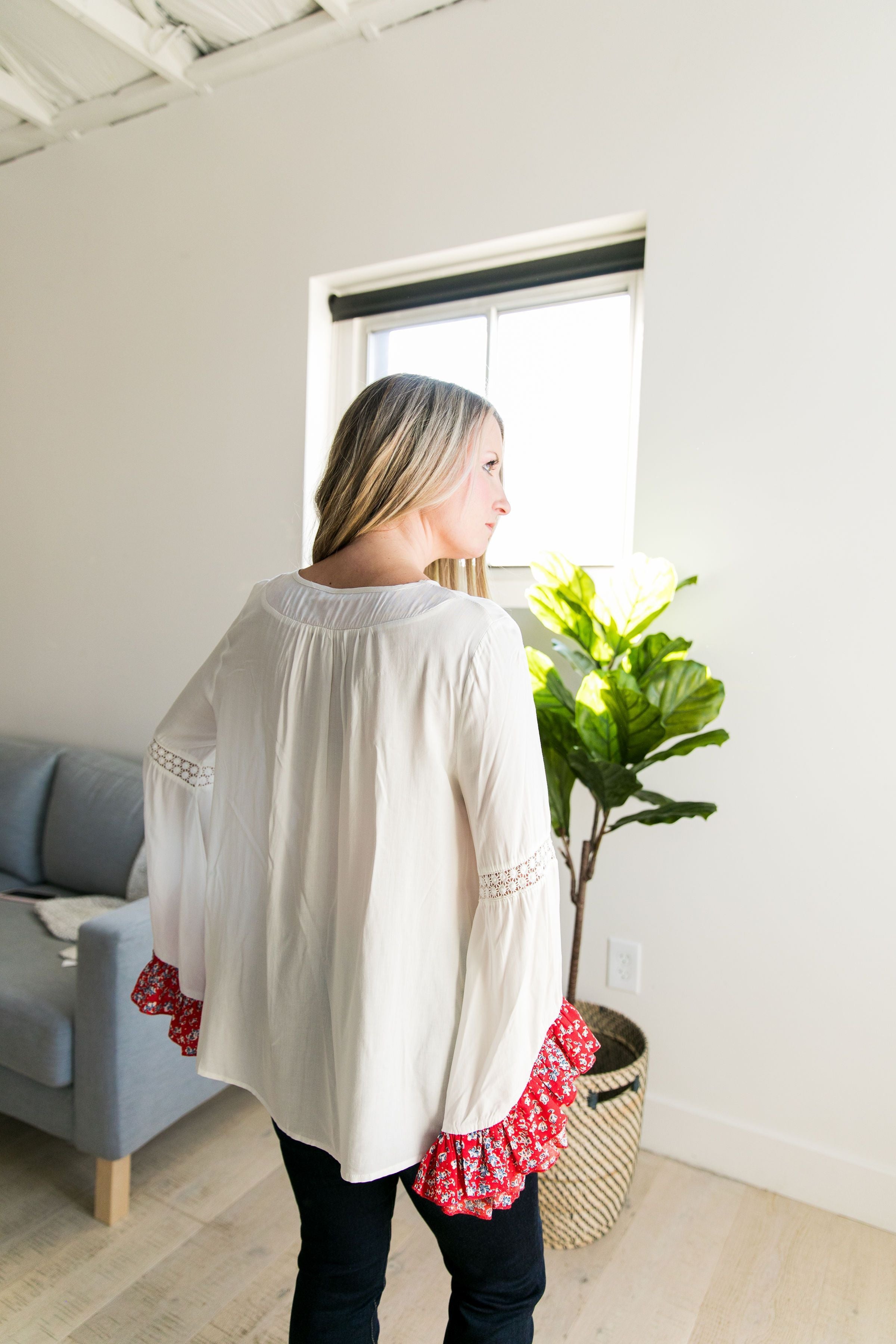 Divine Details Top In White + Red