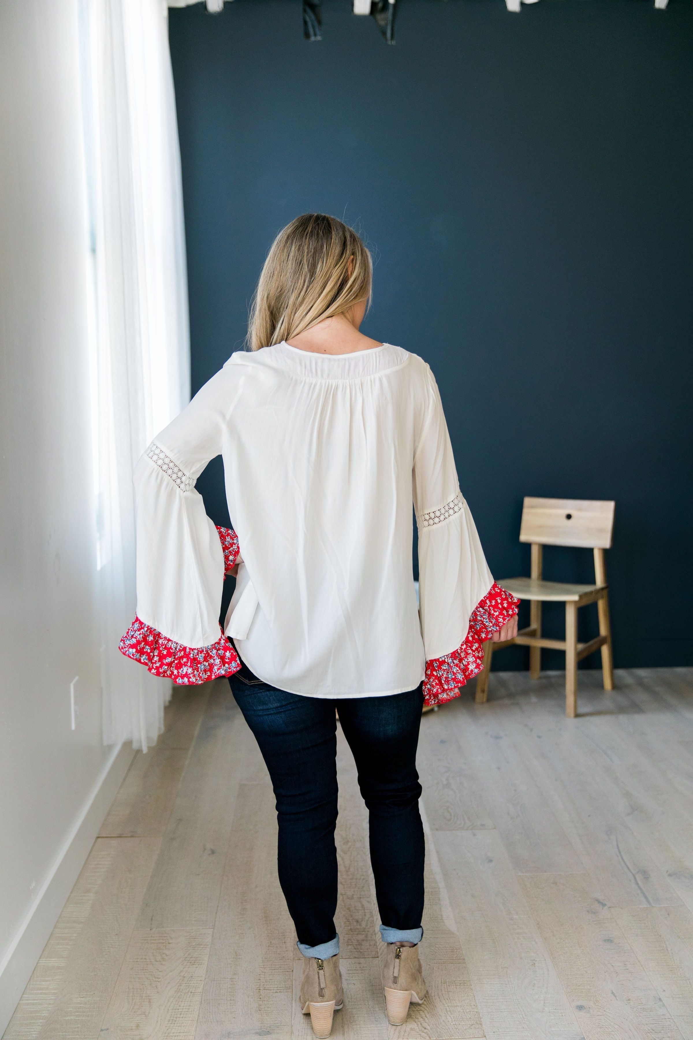 Divine Details Top In White + Red