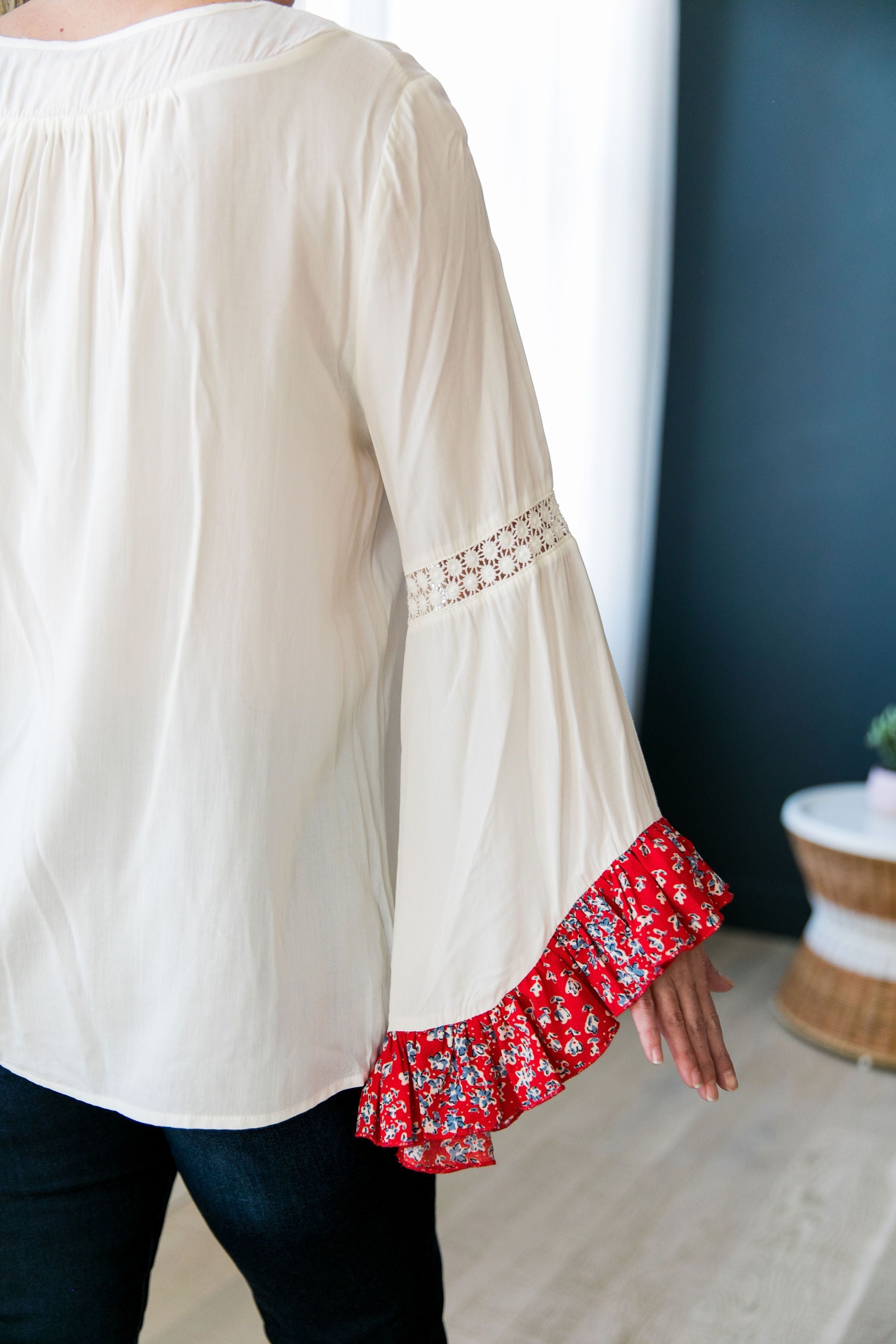 Divine Details Top In White + Red