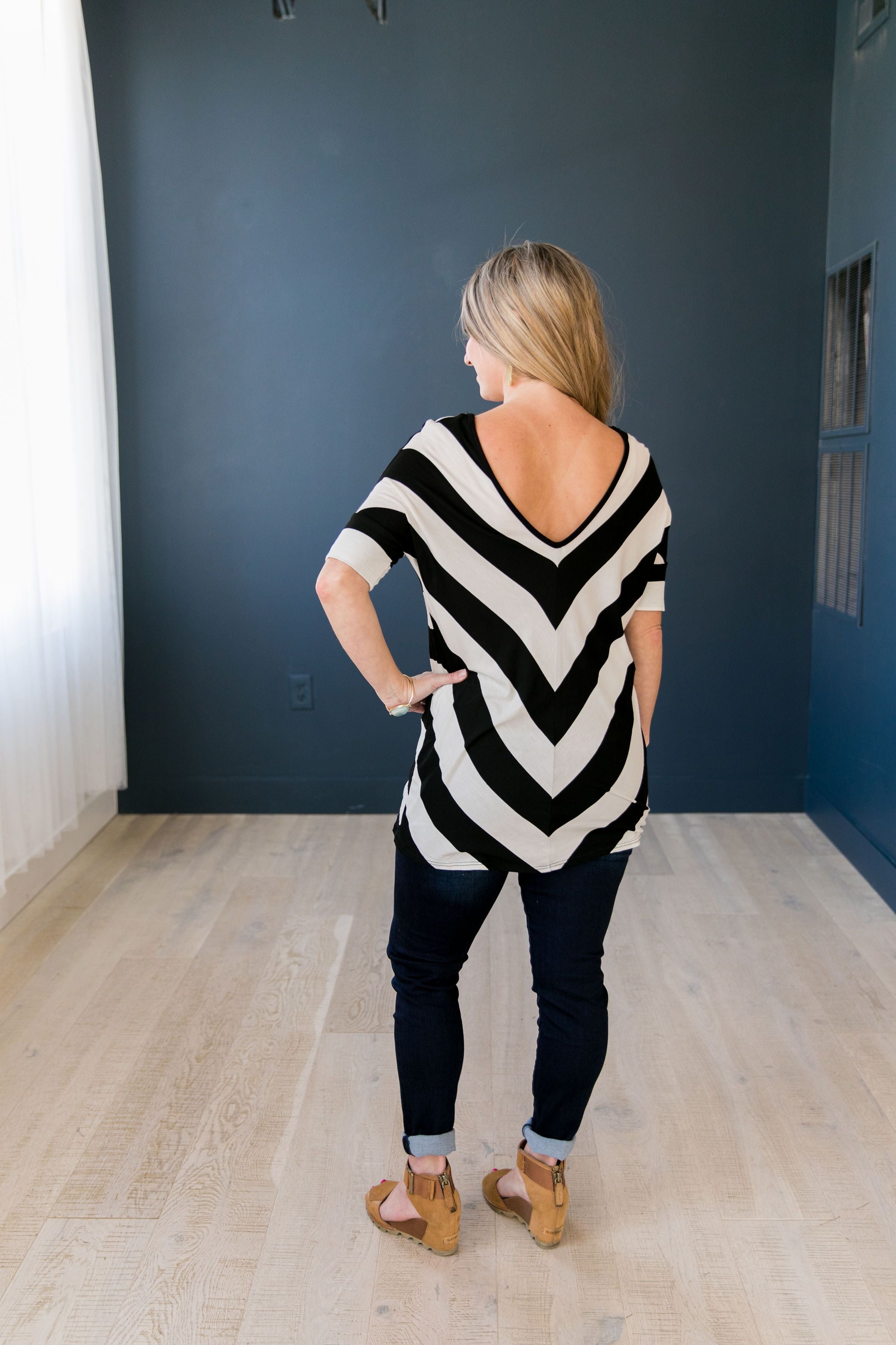 Don't Look Back Striped Top In Black - ALL SALES FINAL