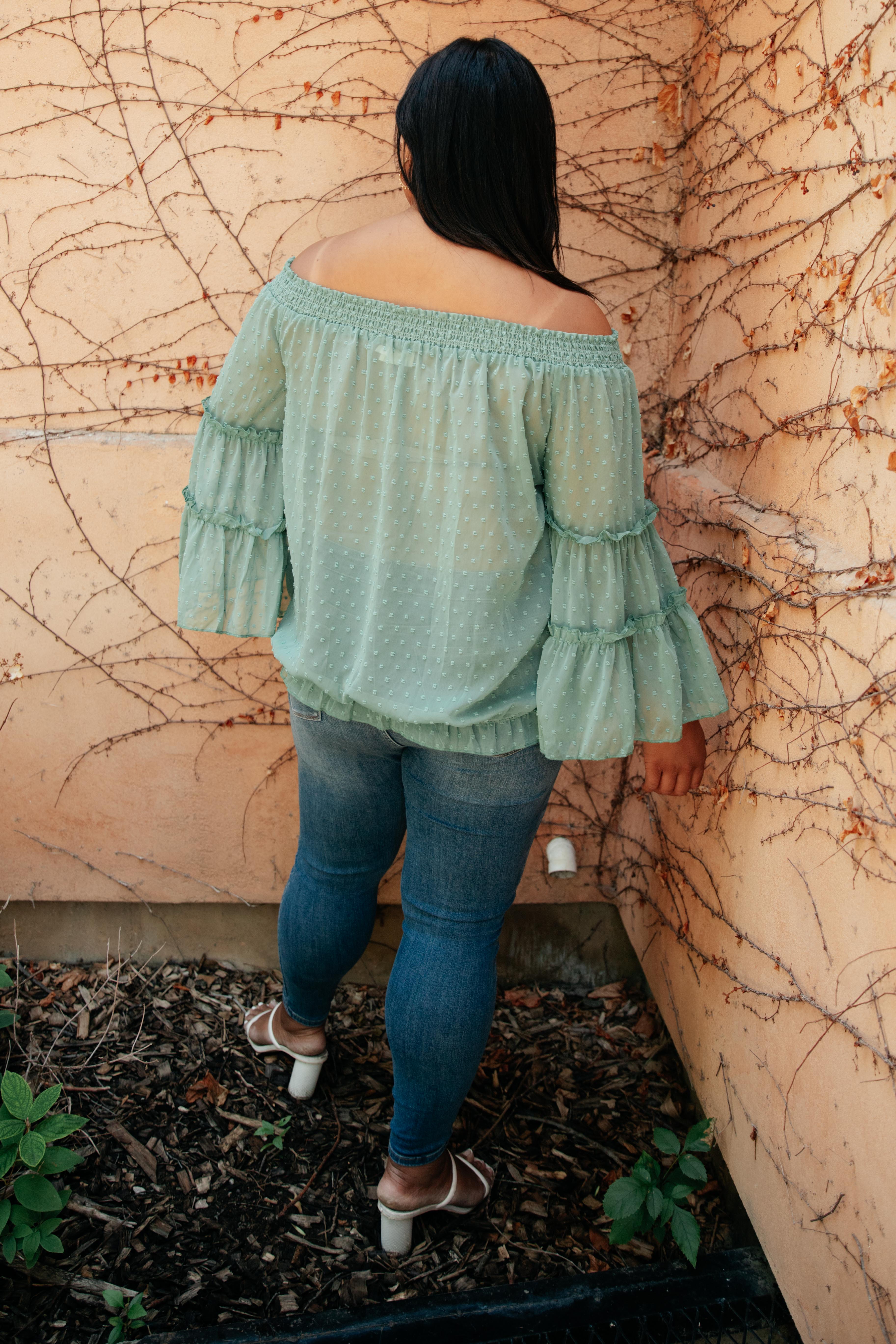 Dreaming Of Swiss Dots Top in Sage