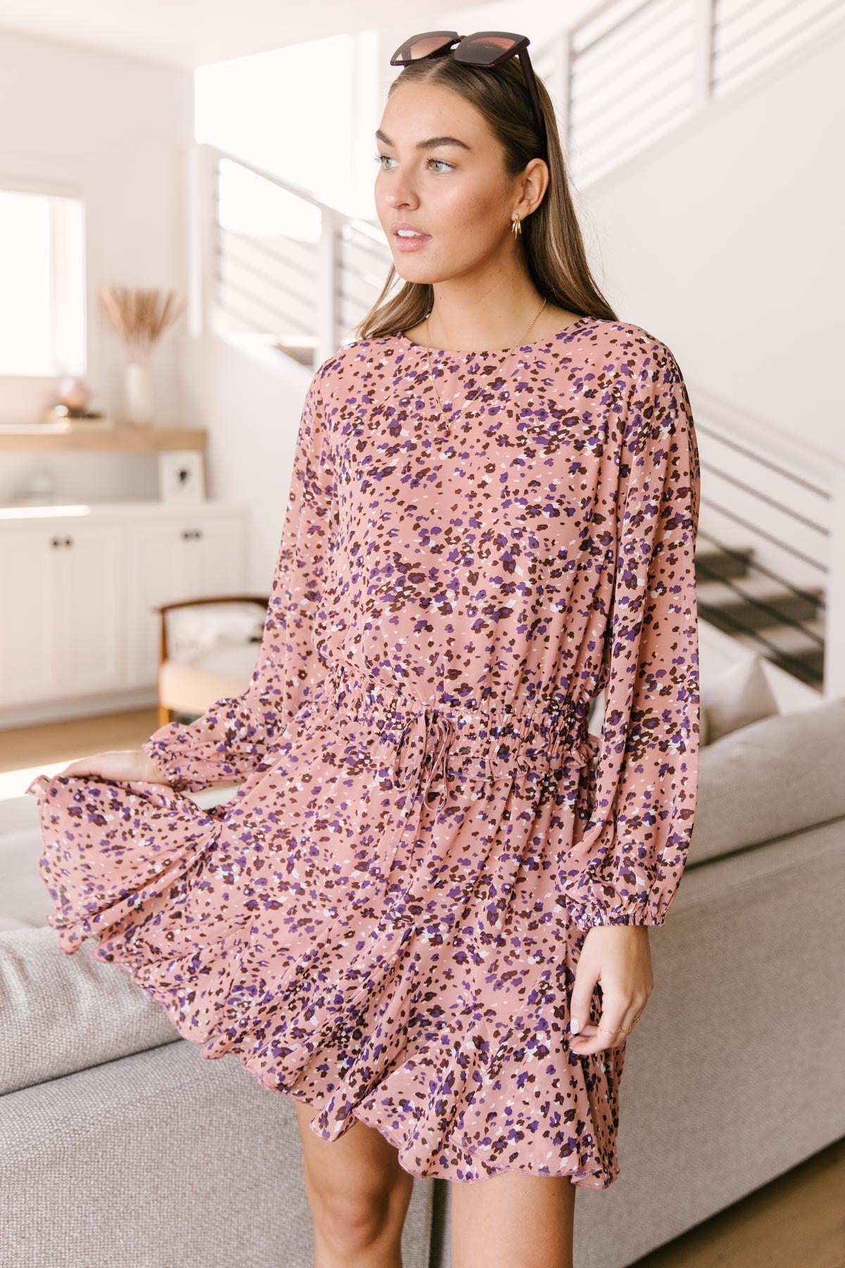 Fancy Me Floral Dress in Mauve