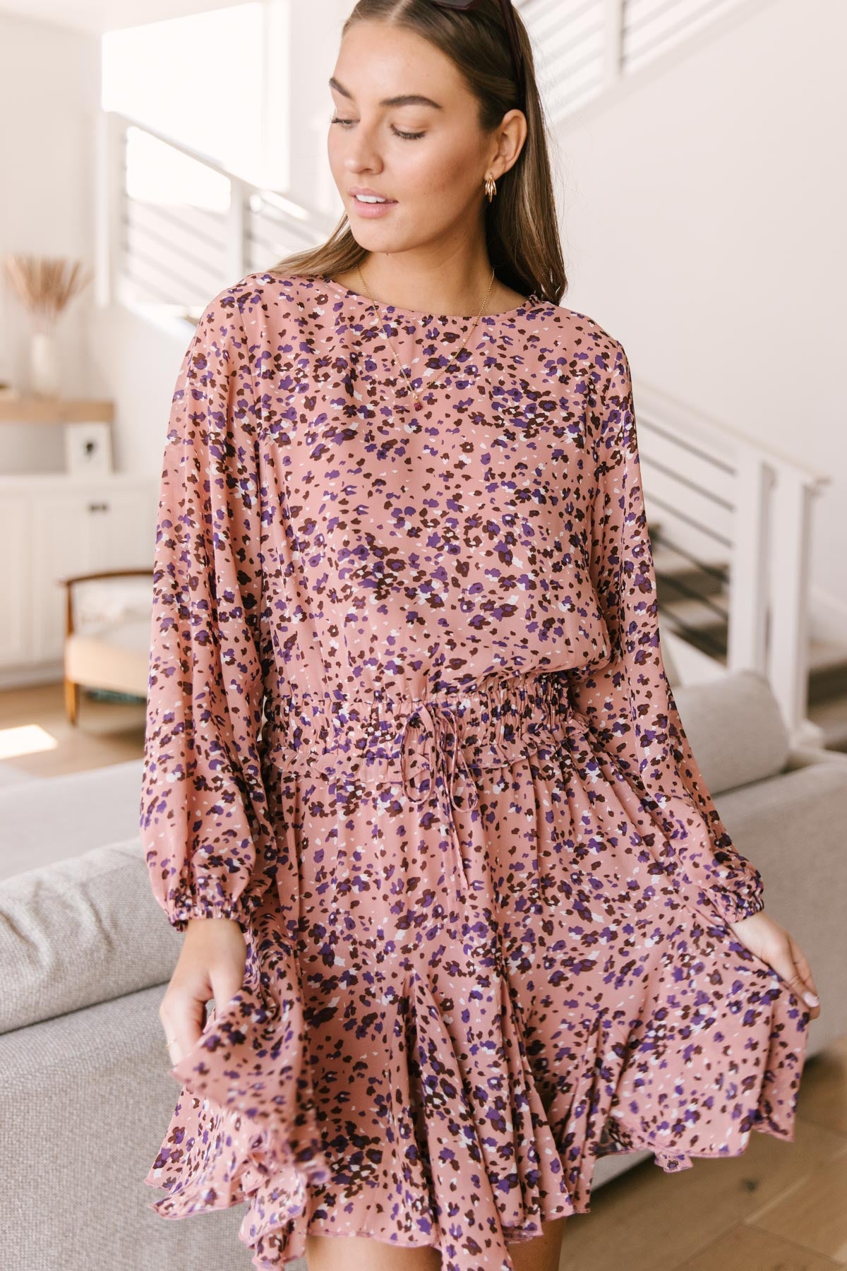 Fancy Me Floral Dress in Mauve