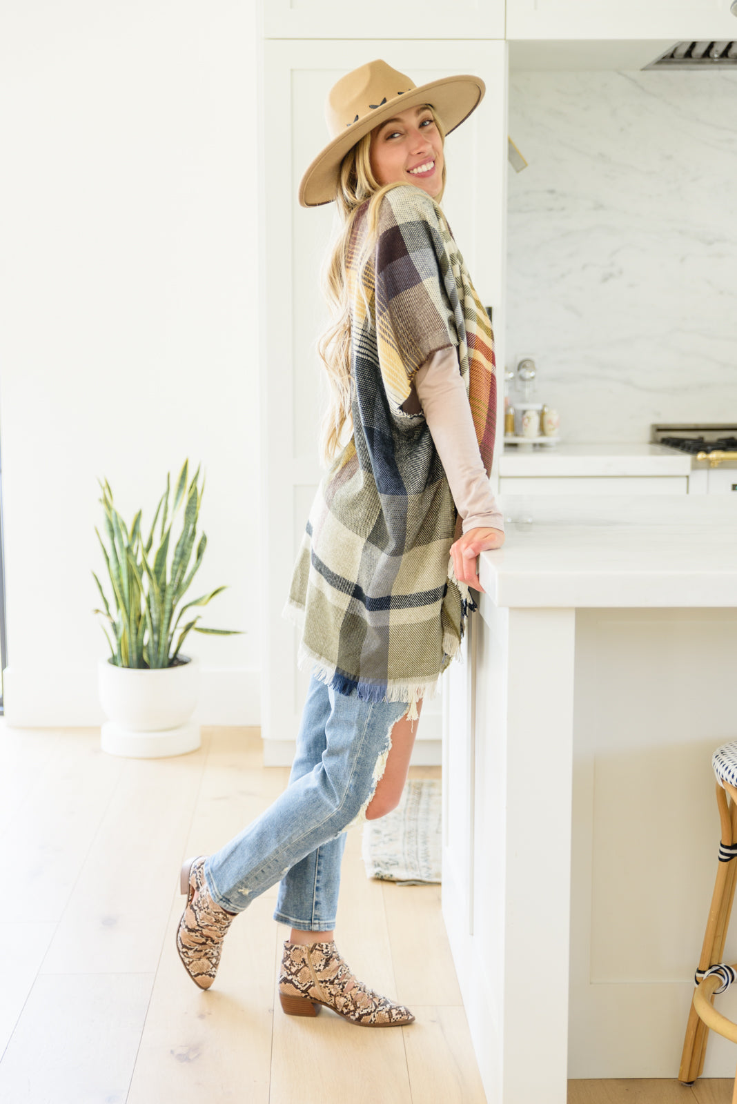 Feel The Air Plaid Kimono