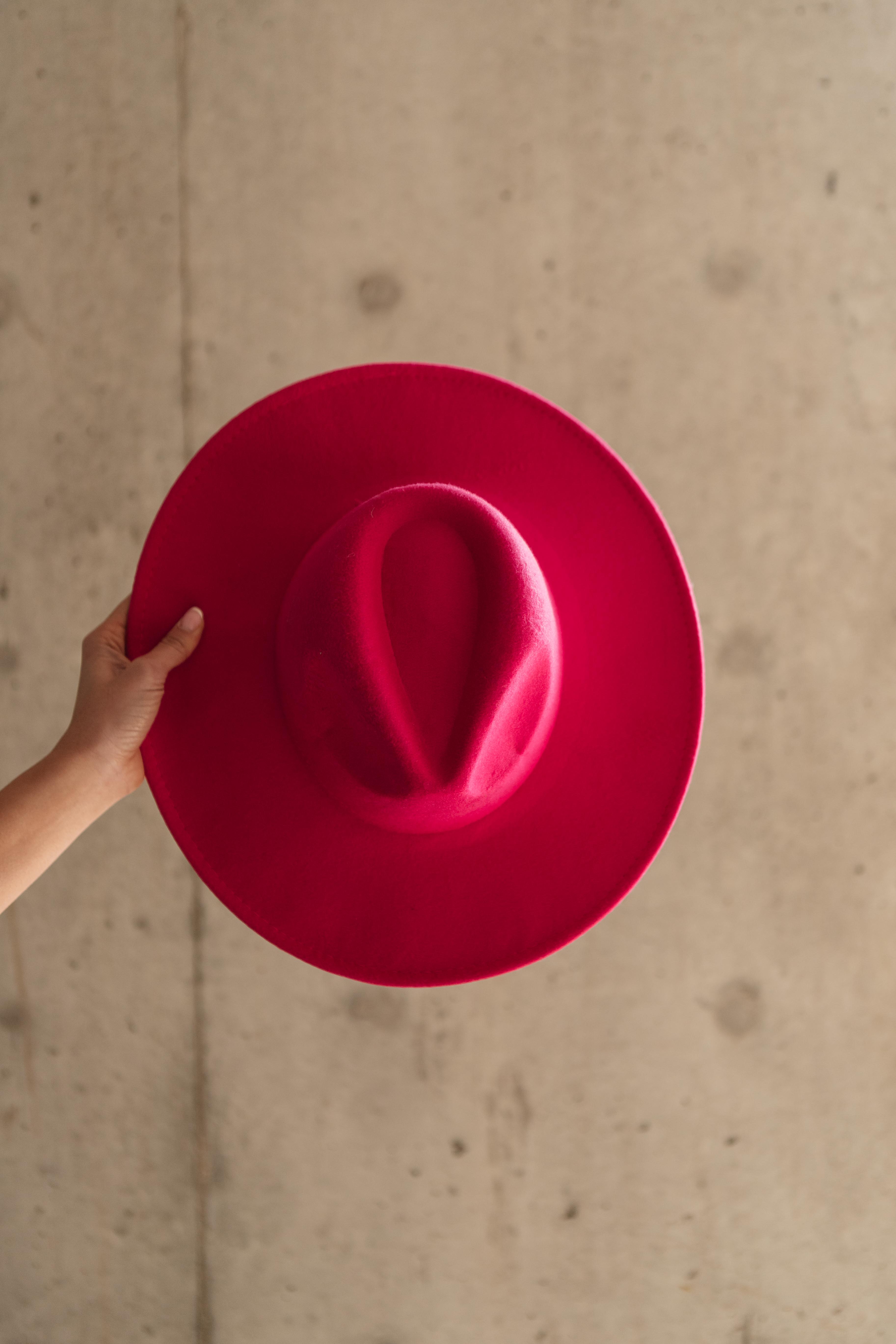 Felicity Flat Brim Hat In Hot Pink