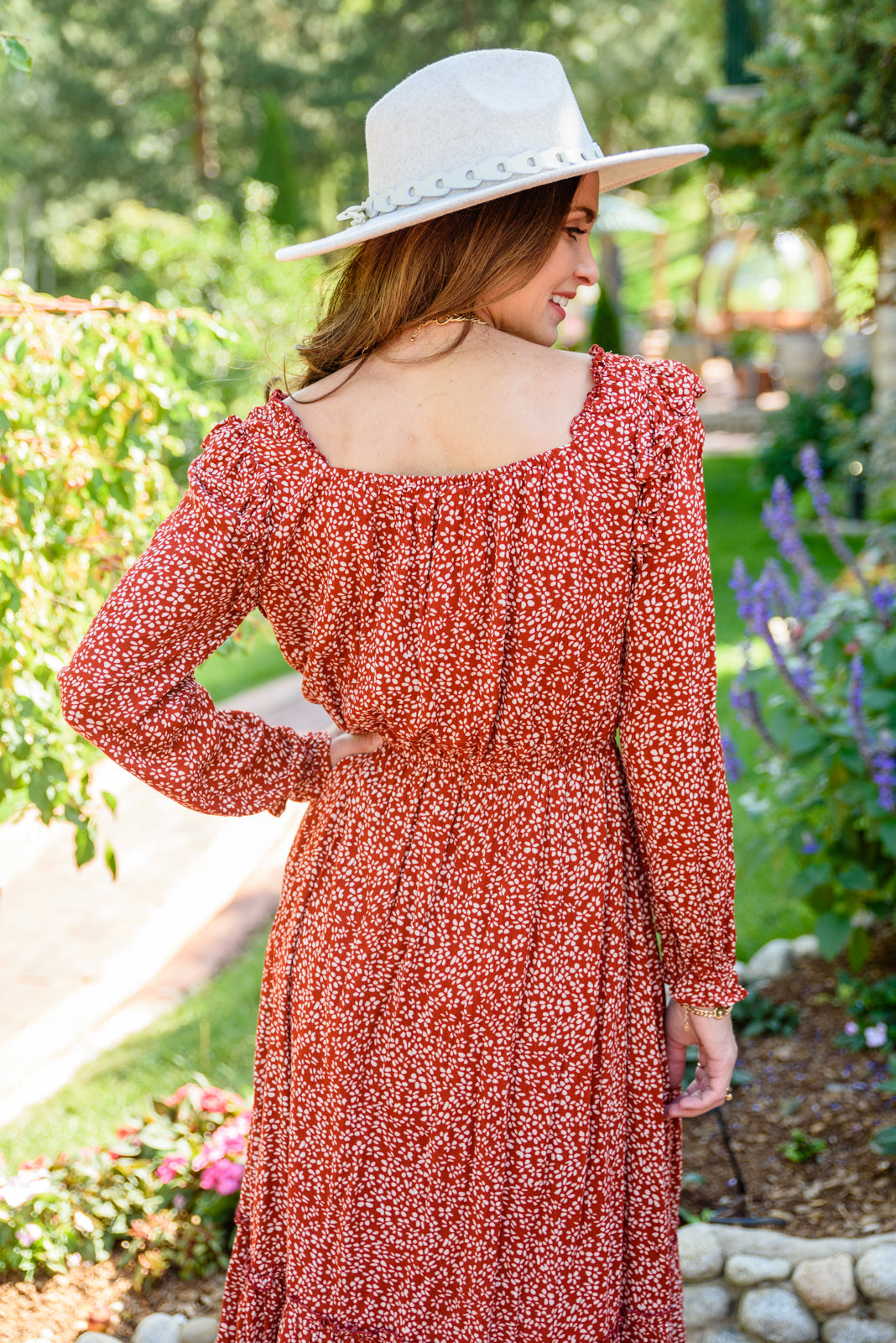 First Kiss Long Sleeve Dress In Rust