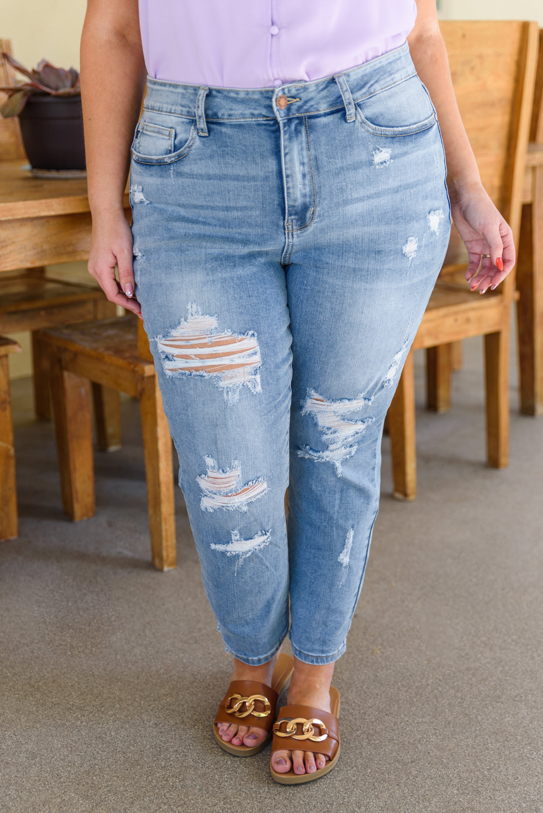 Florence High Waist Destroyed Boyfriend Jeans