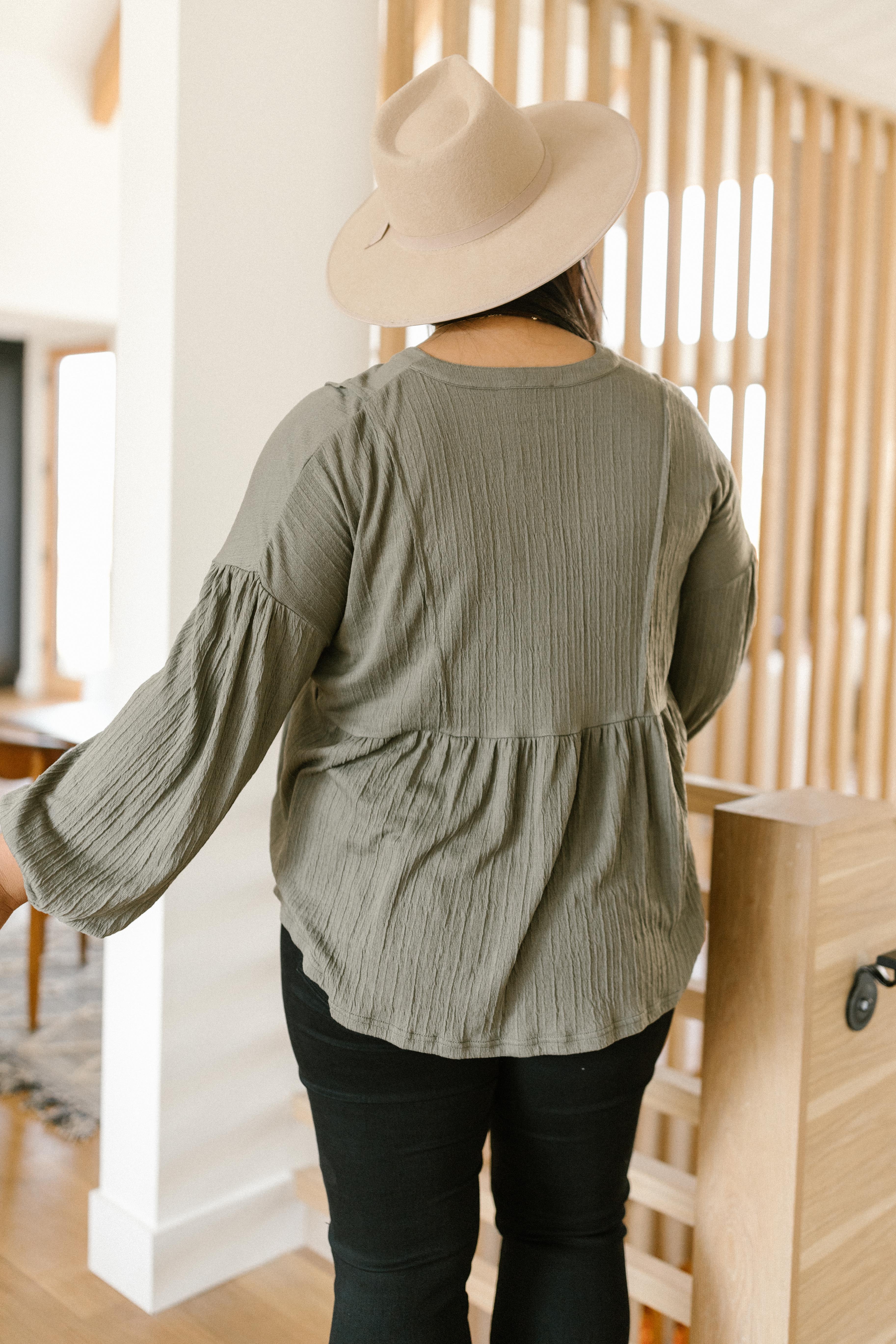 Forever Blooming Babydoll Top in Olive