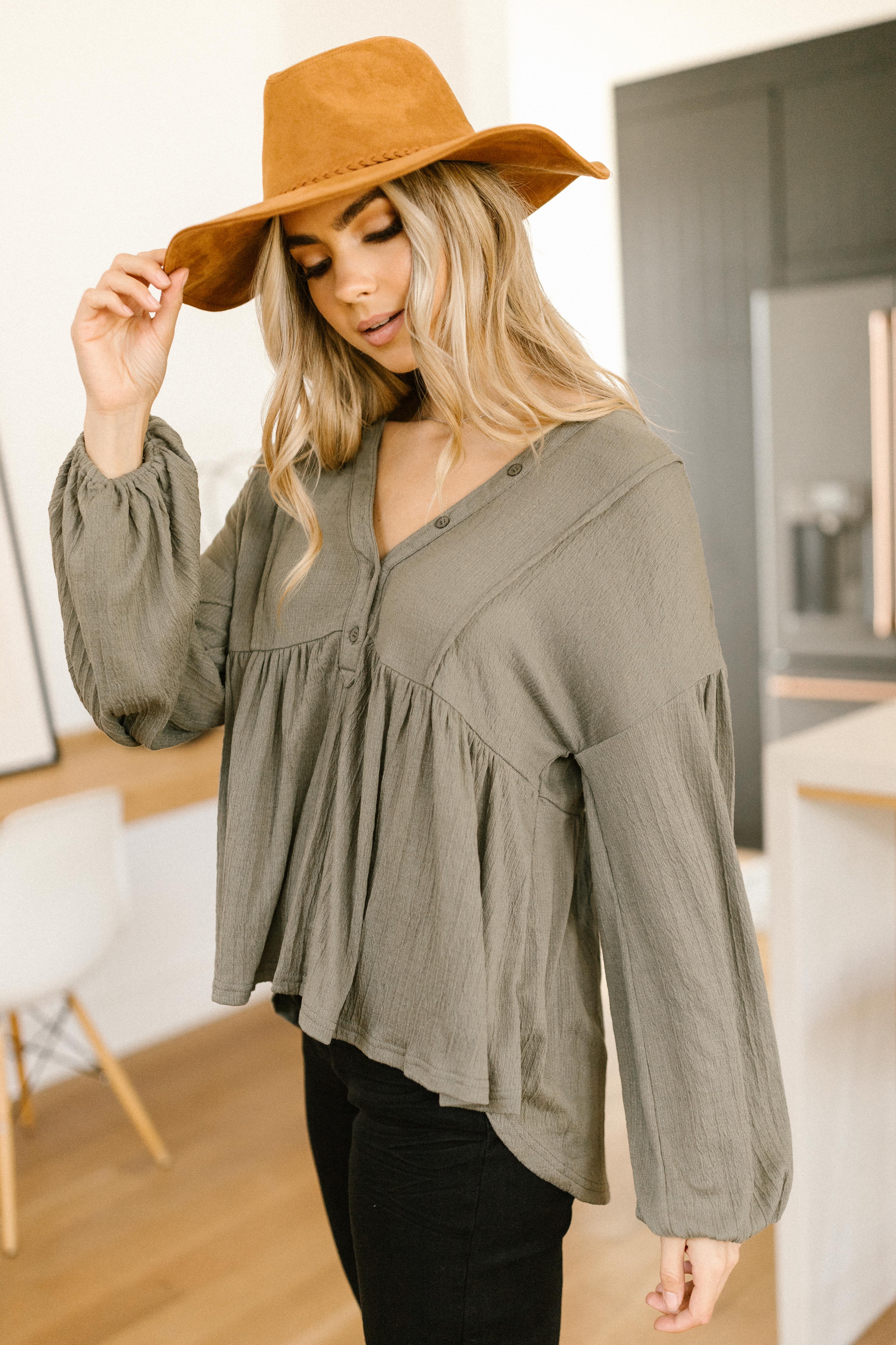 Forever Blooming Babydoll Top in Olive