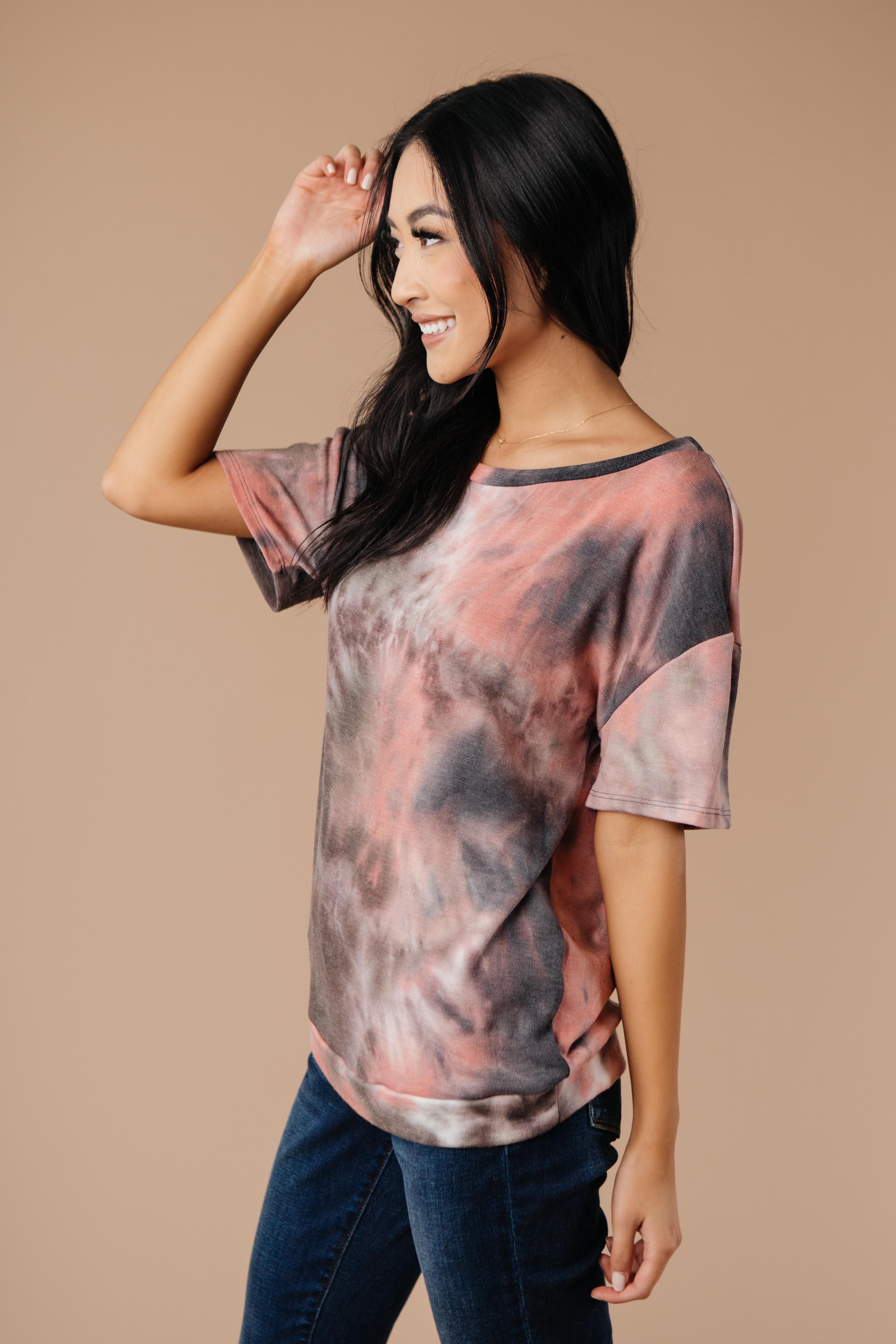 Forgotten Dreams Tie Dye Top In Mauve