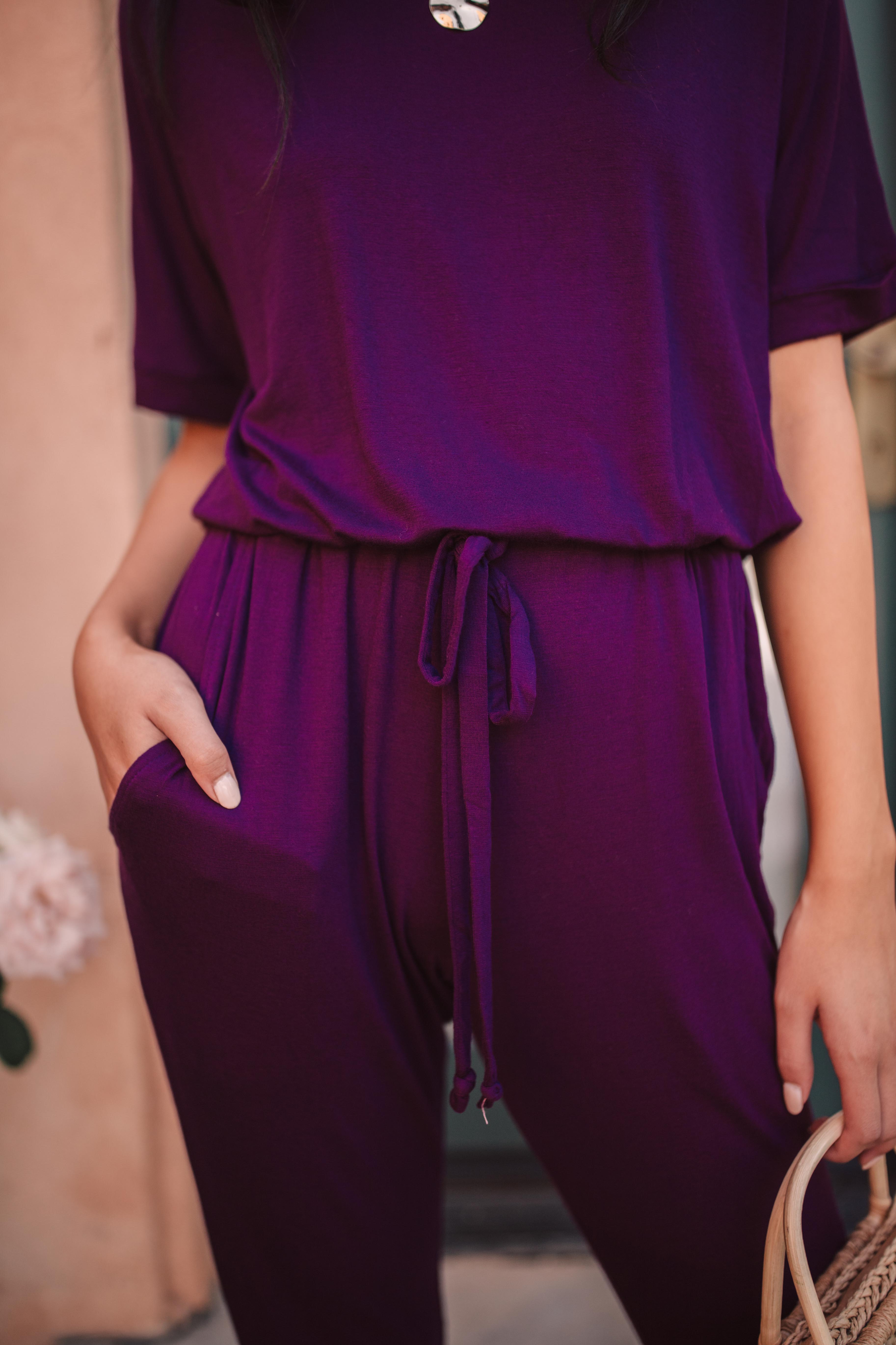 Girl Next Door Jumpsuit In Plum