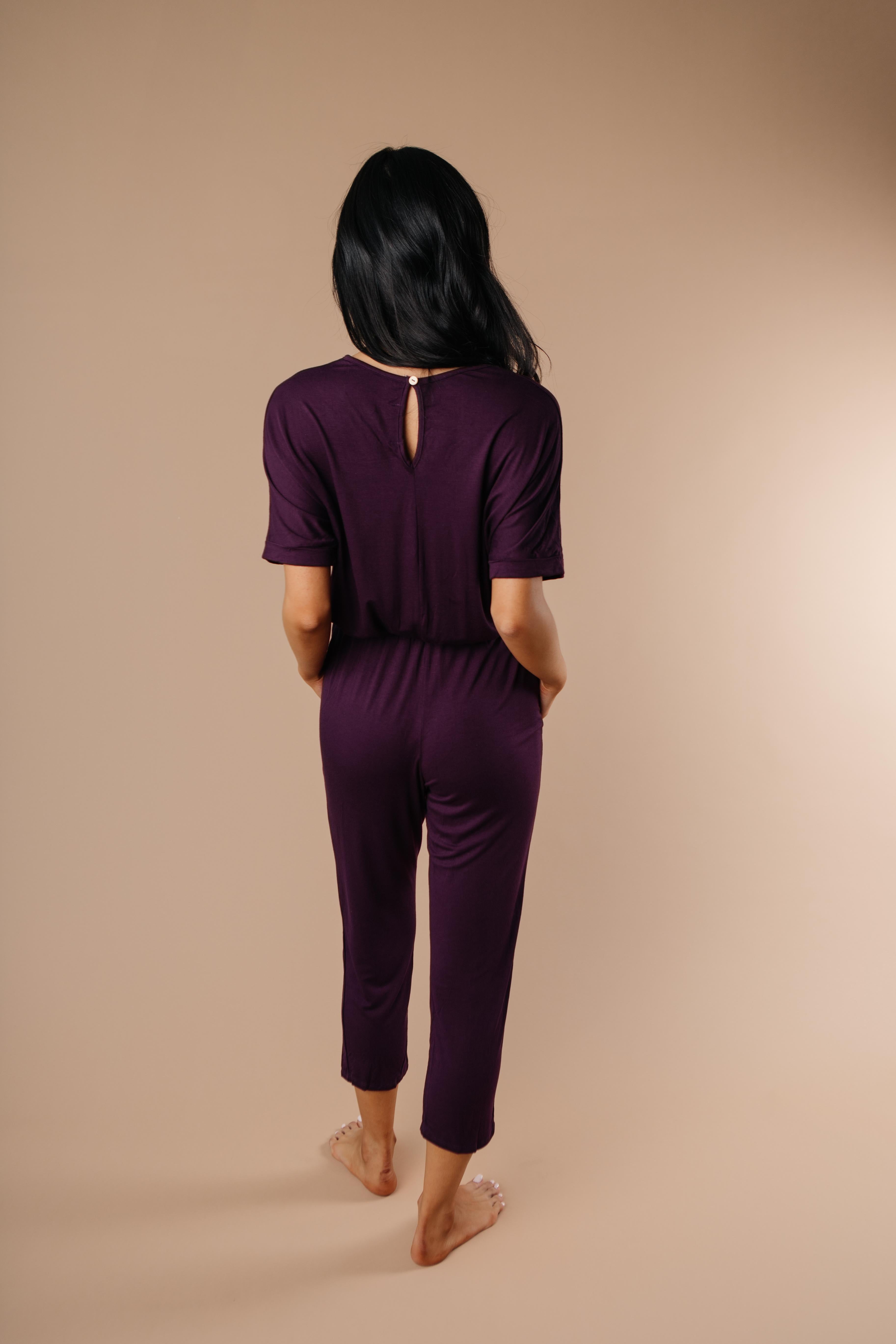 Girl Next Door Jumpsuit In Plum