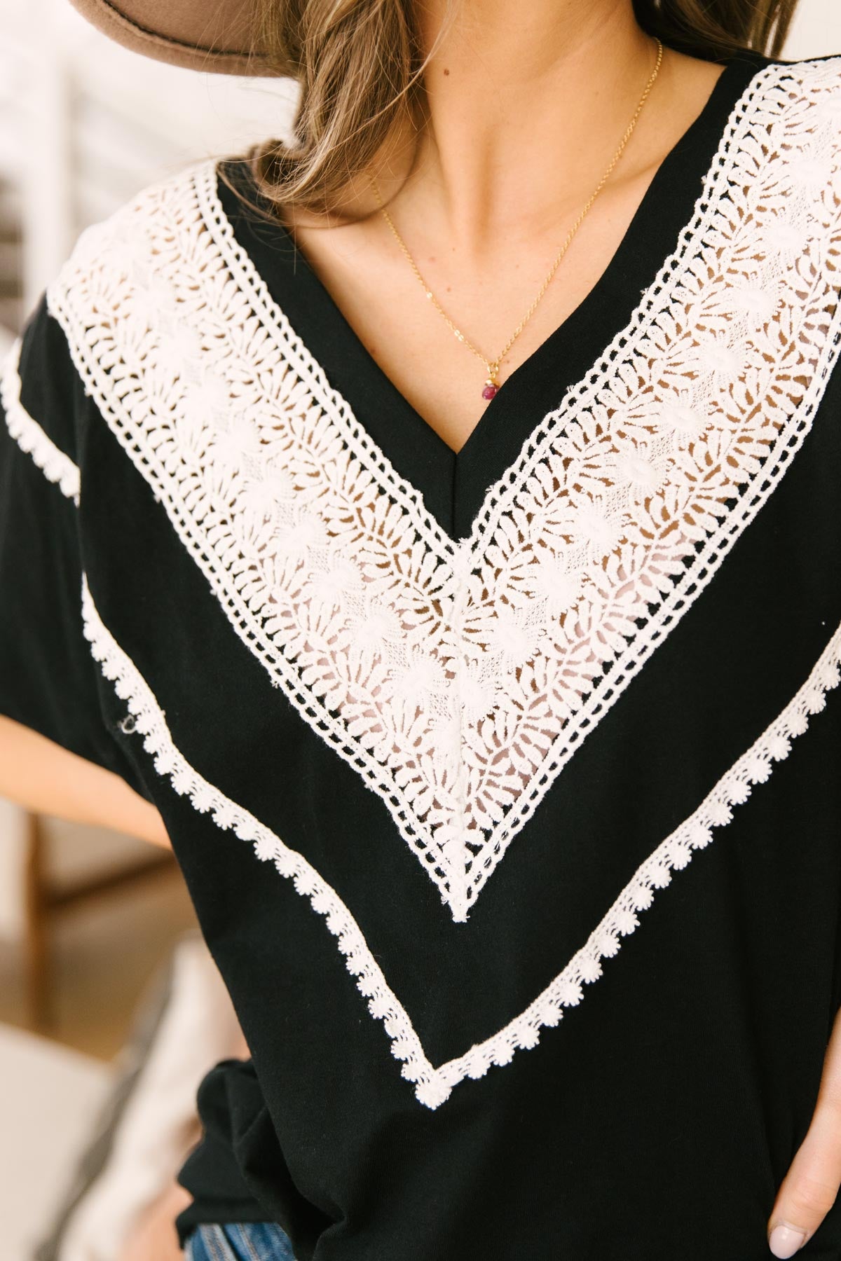 Happy in My Lace Blouse in Black