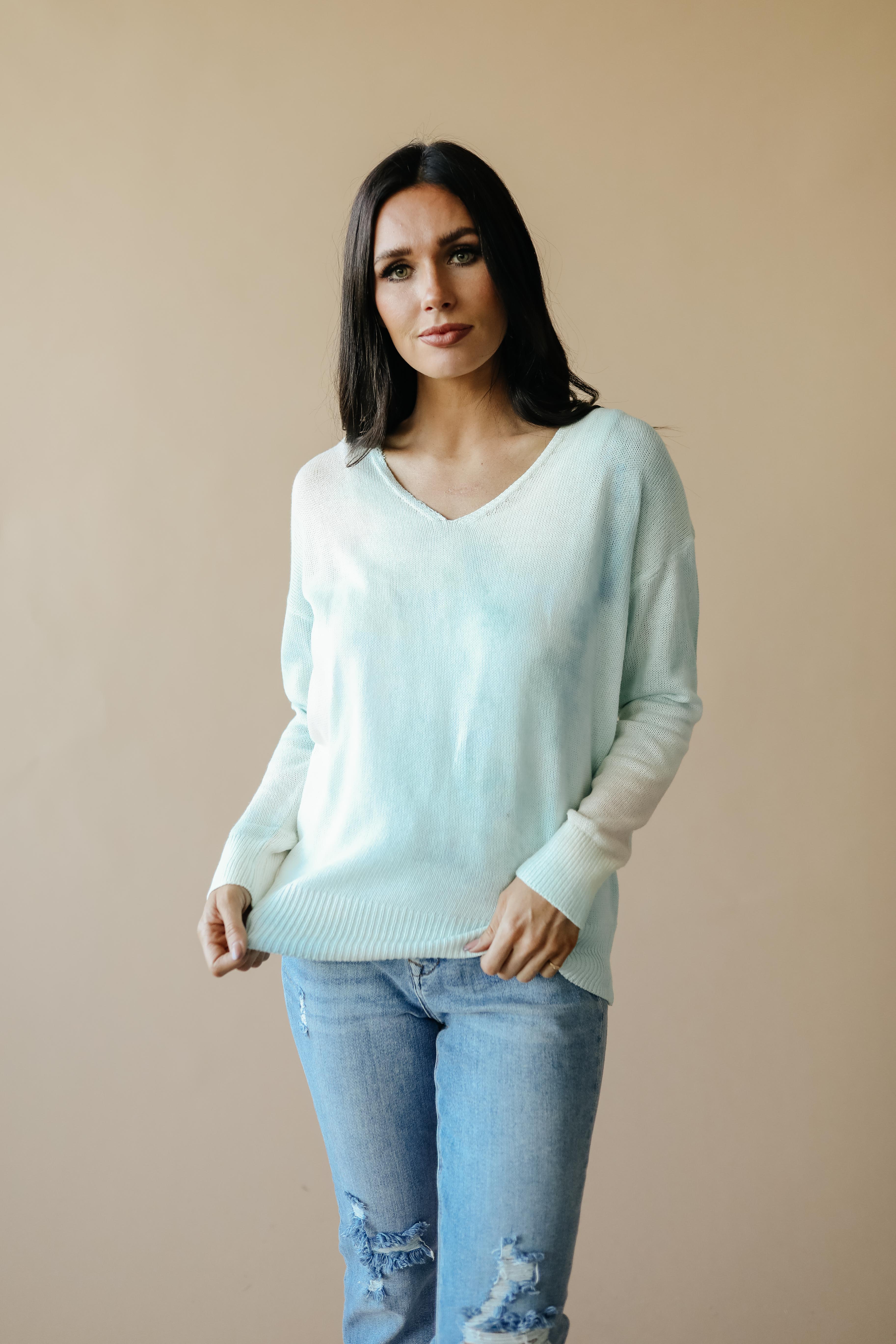 Heavenly Sweater In Pale Peach & Aqua