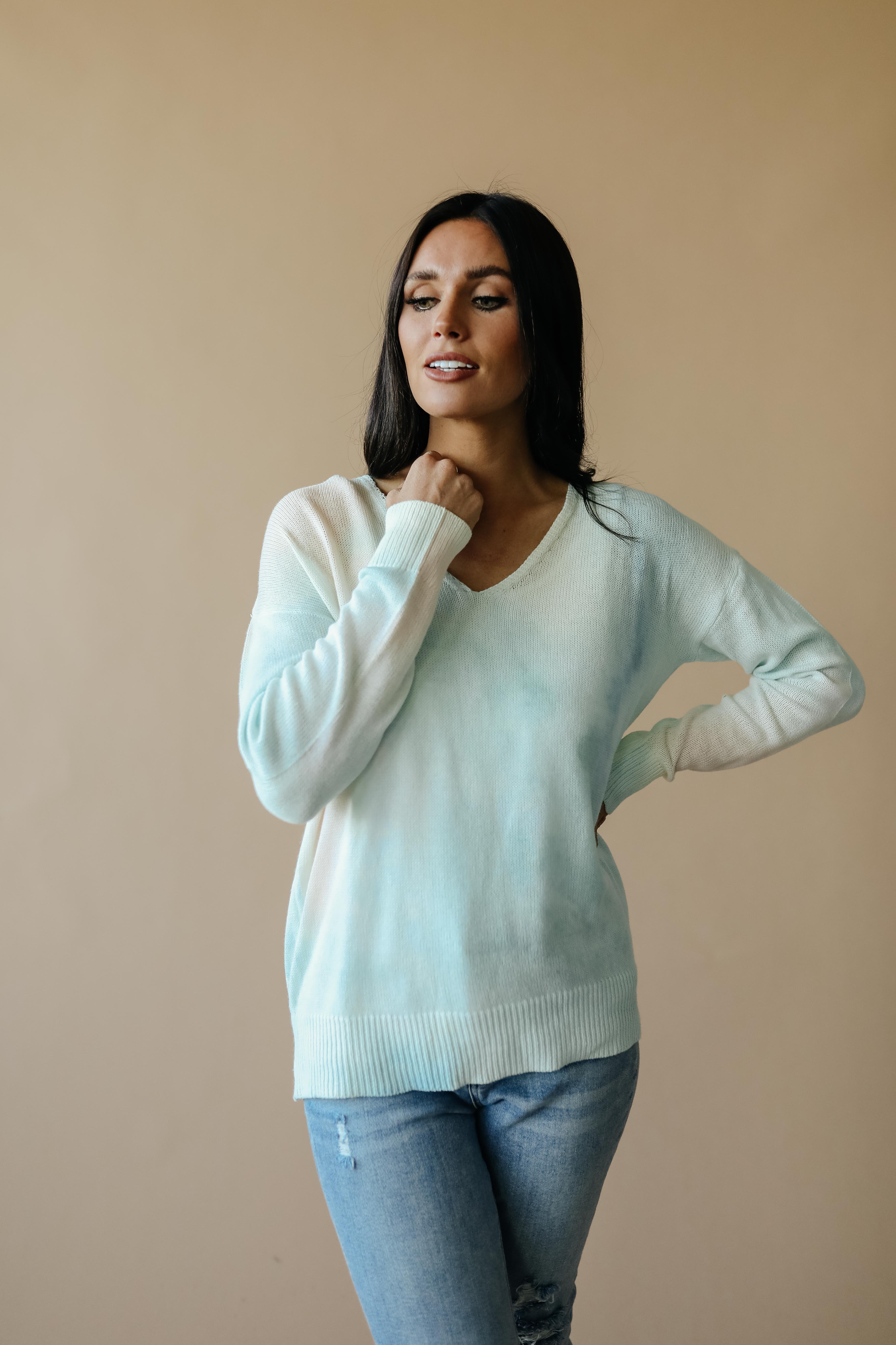 Heavenly Sweater In Pale Peach & Aqua