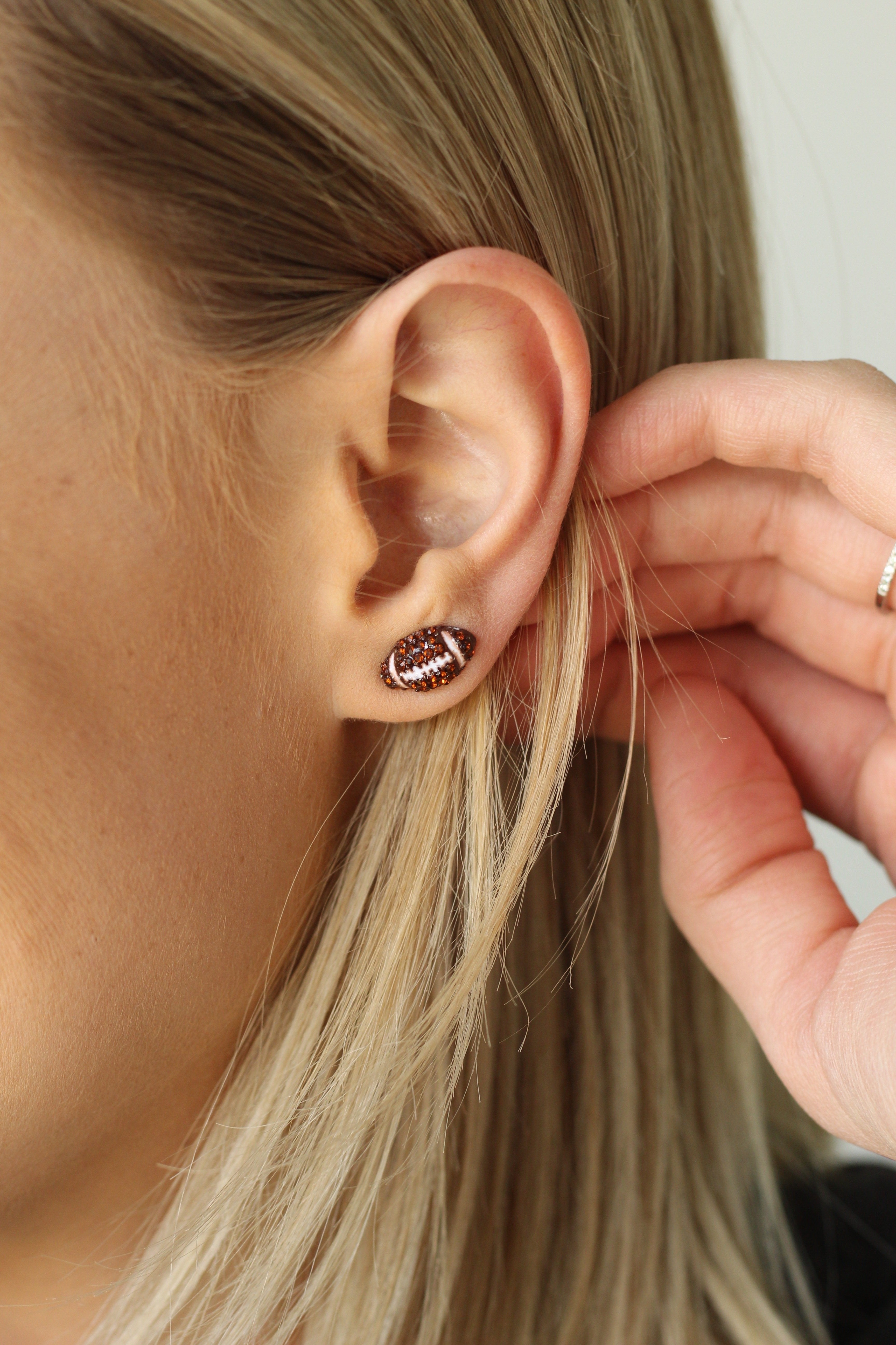 Rhinestone Football Earrings