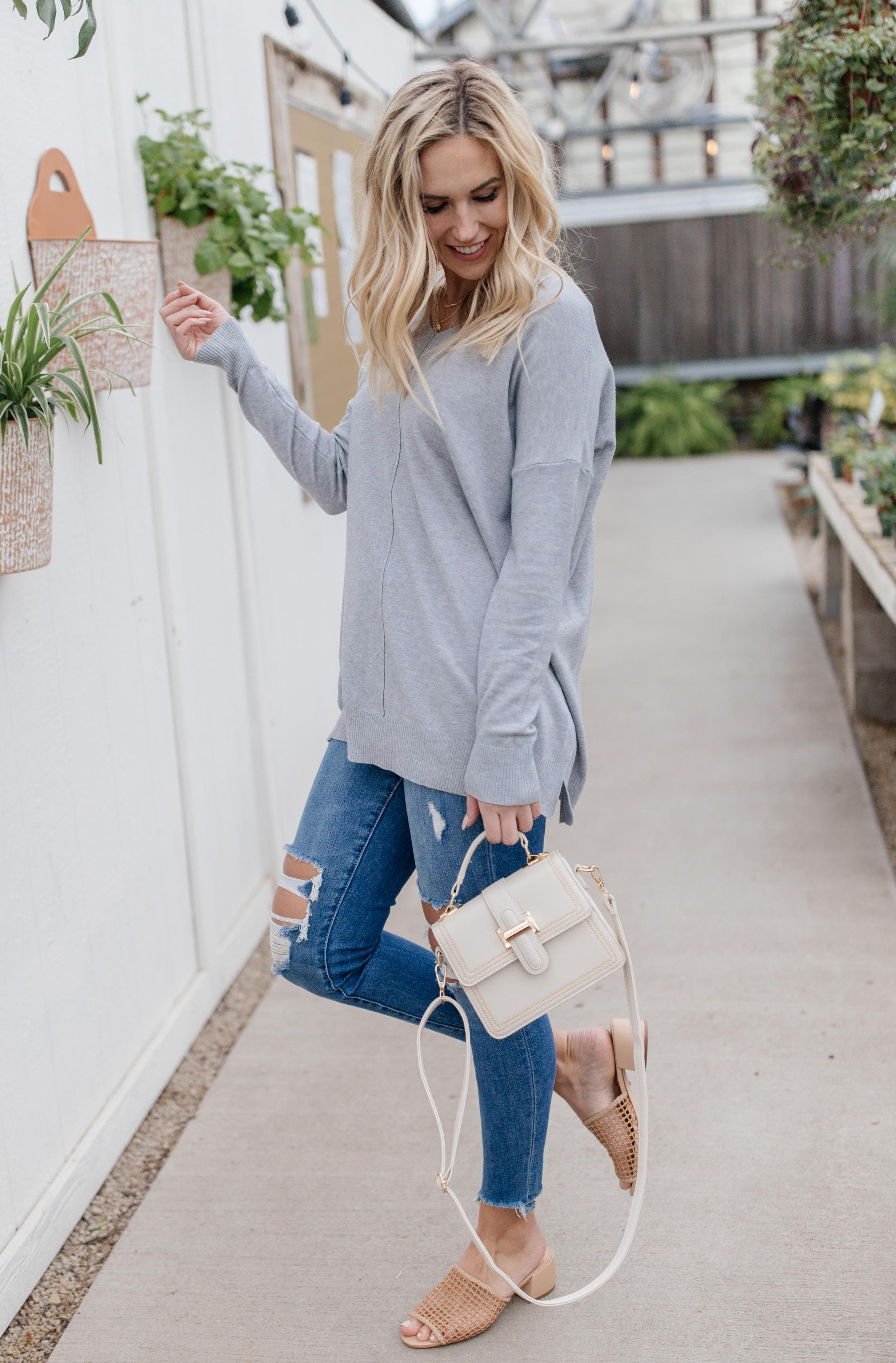 In Line Sweater in Heather Gray