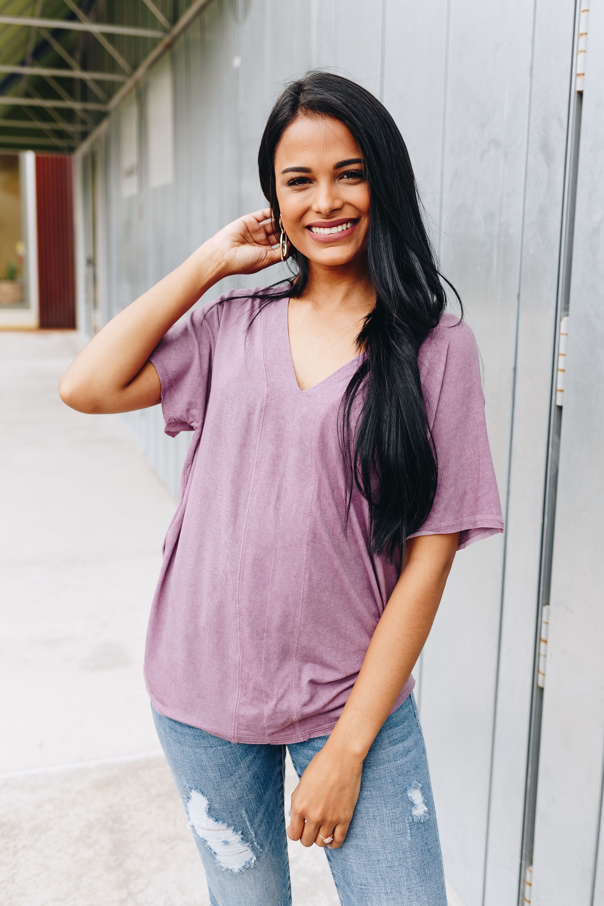 It's All About The V Tee In Mauve