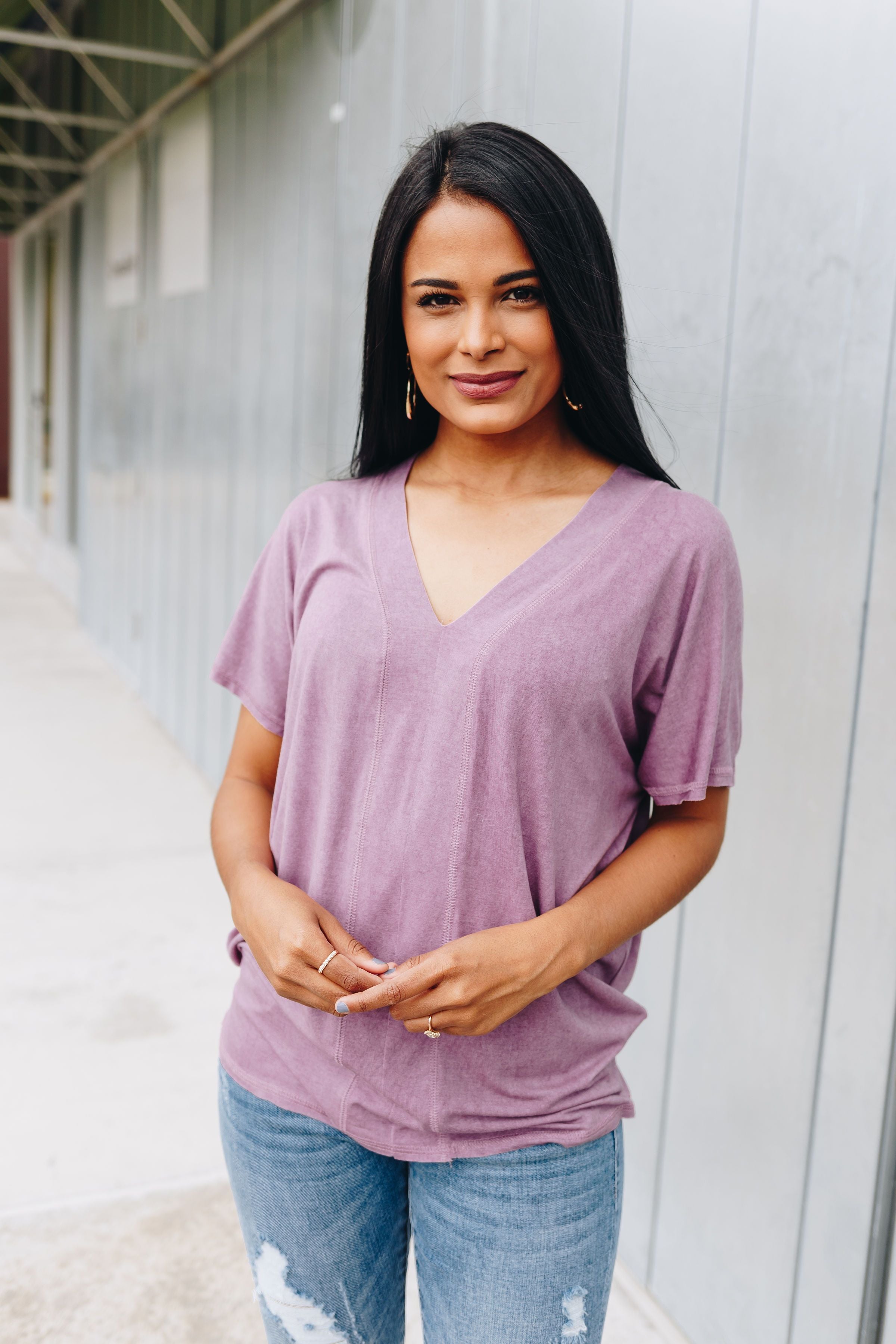 It's All About The V Tee In Mauve