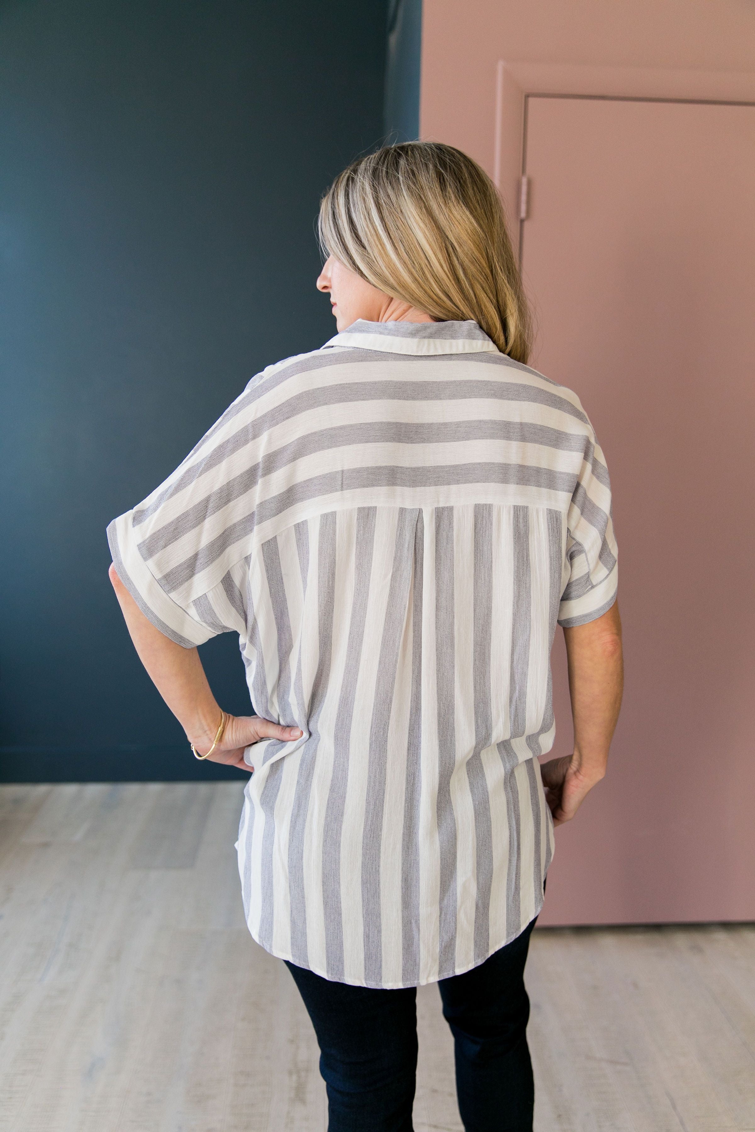 Katelynn Striped High-Low Button-Down - ALL SALES FINAL