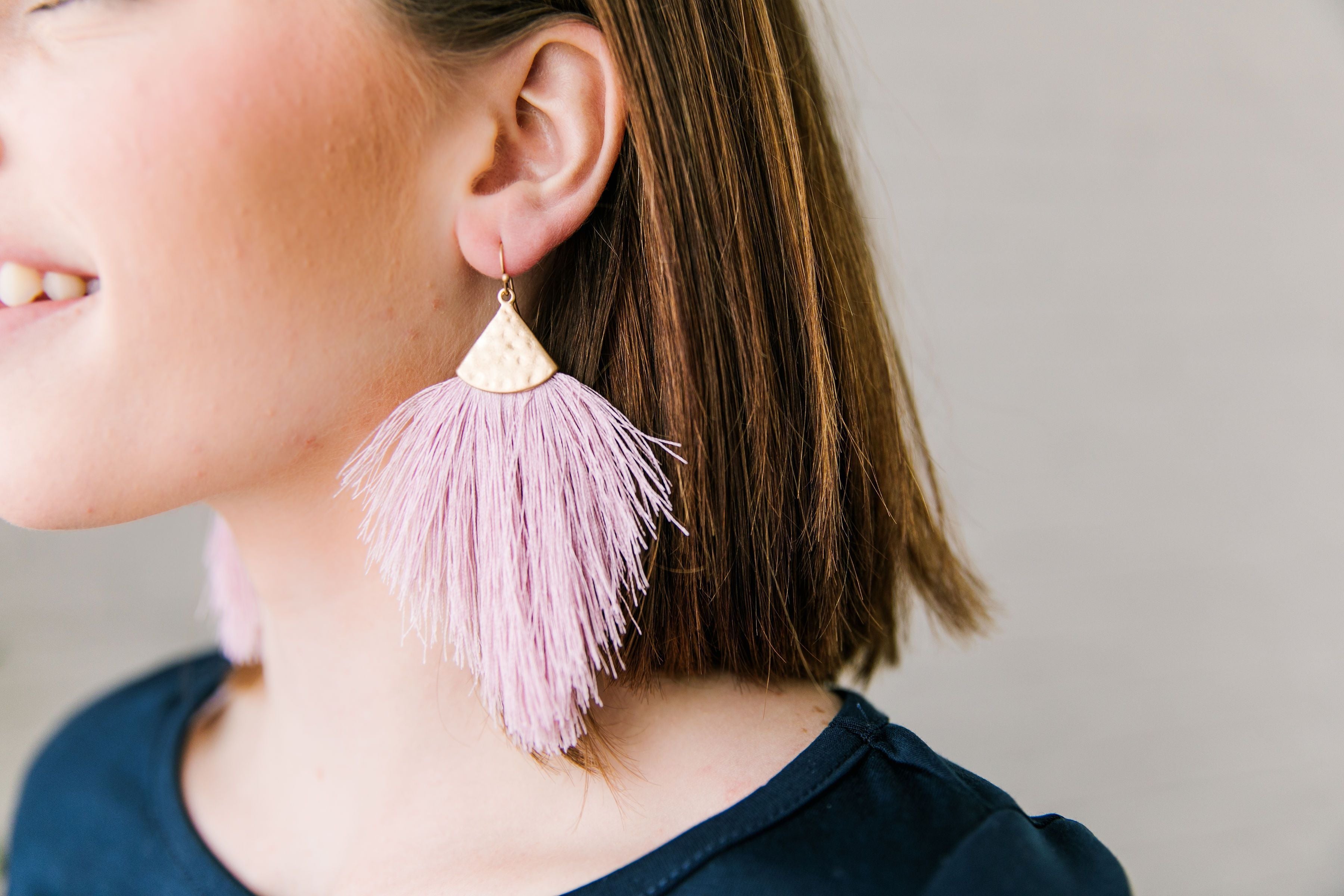 Lavender Statement Tassel Earrings