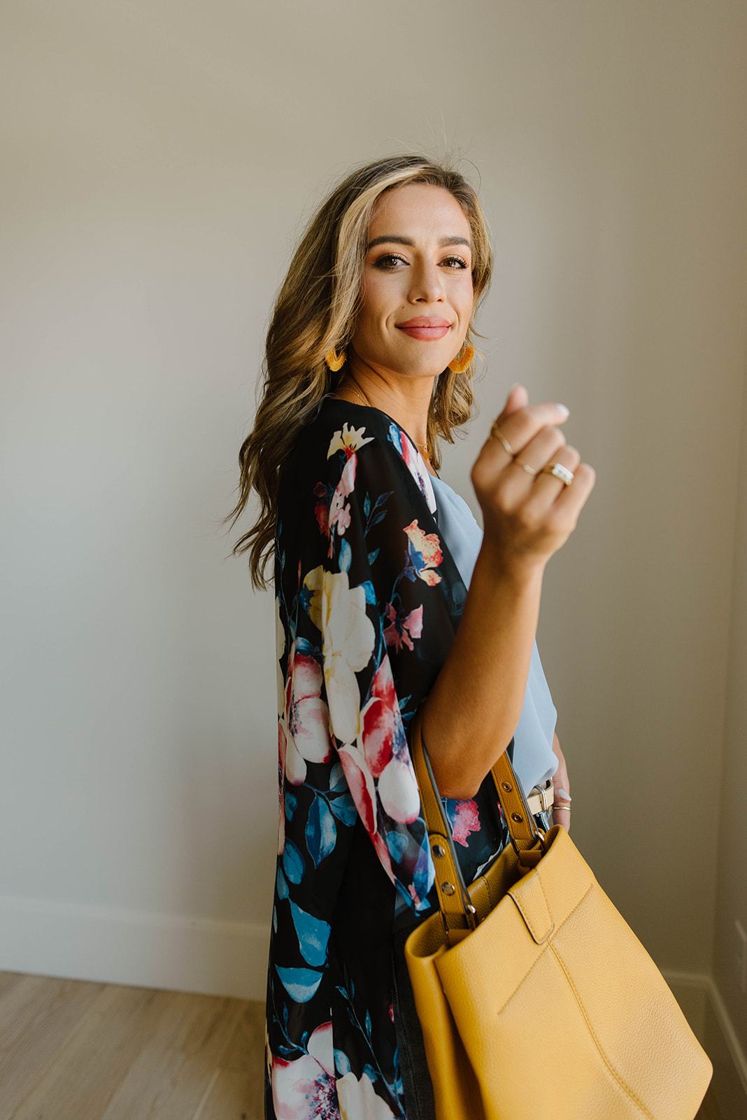 Lightweight Floral Kimono In Black