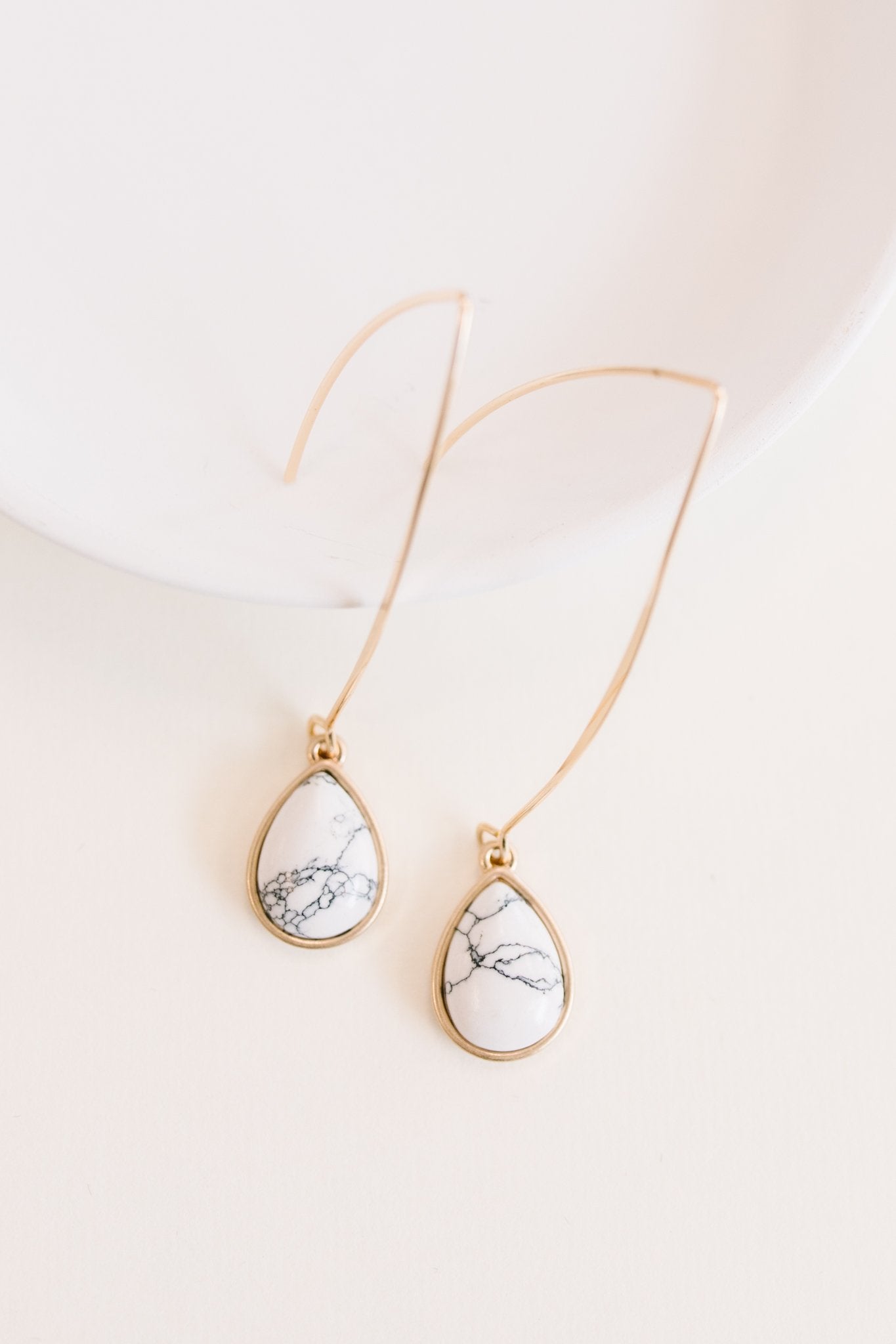 Teardrop Stone Hook Earrings