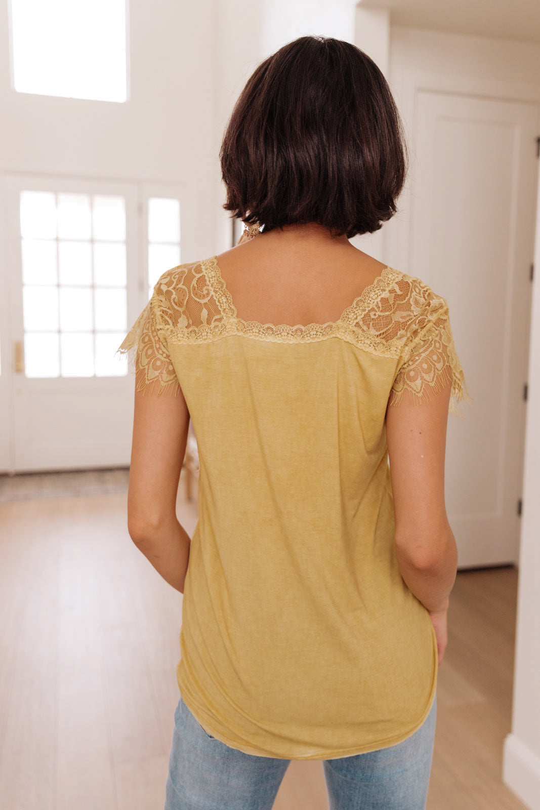 Lovely Lace Tee In Yellow